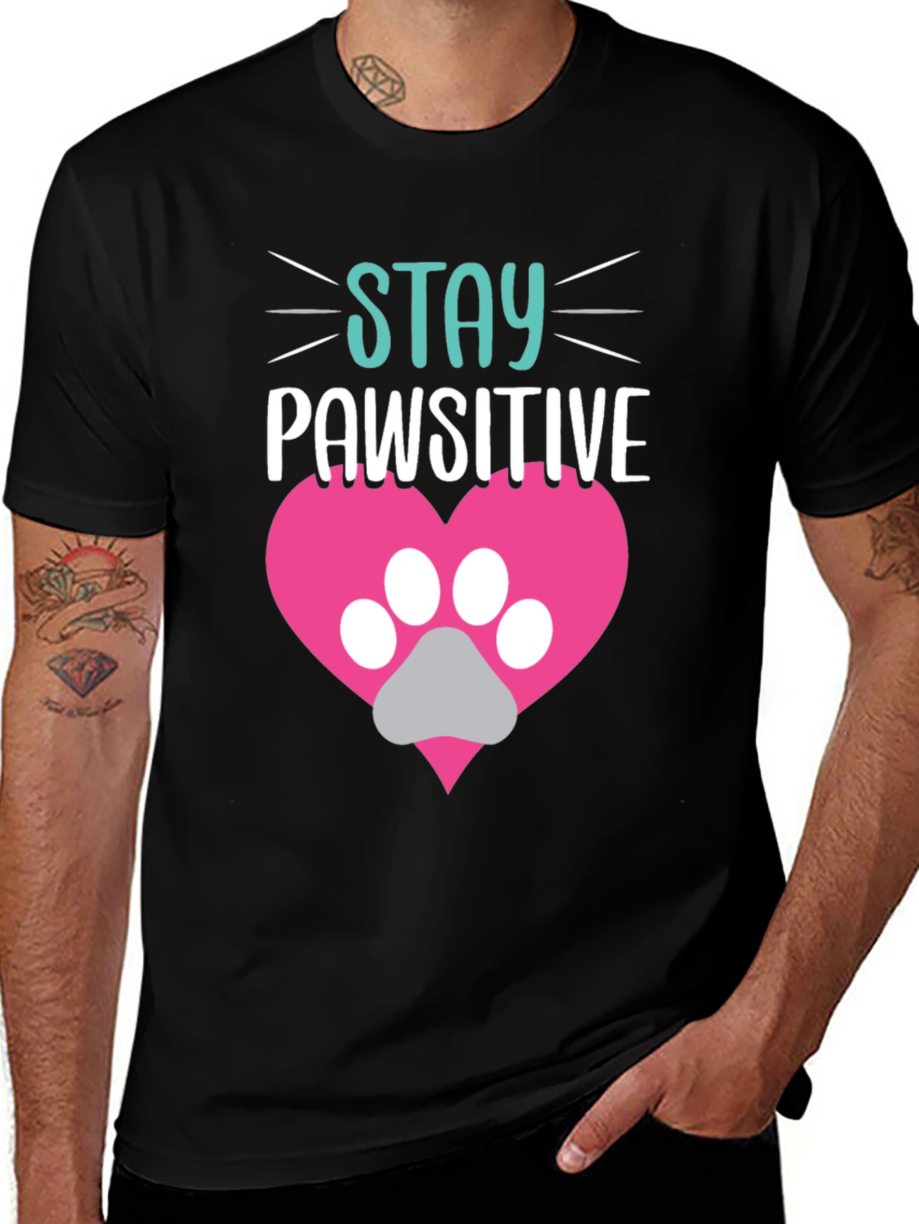 Stay Pawsitive Tee - Cute Pet Lover Shirt