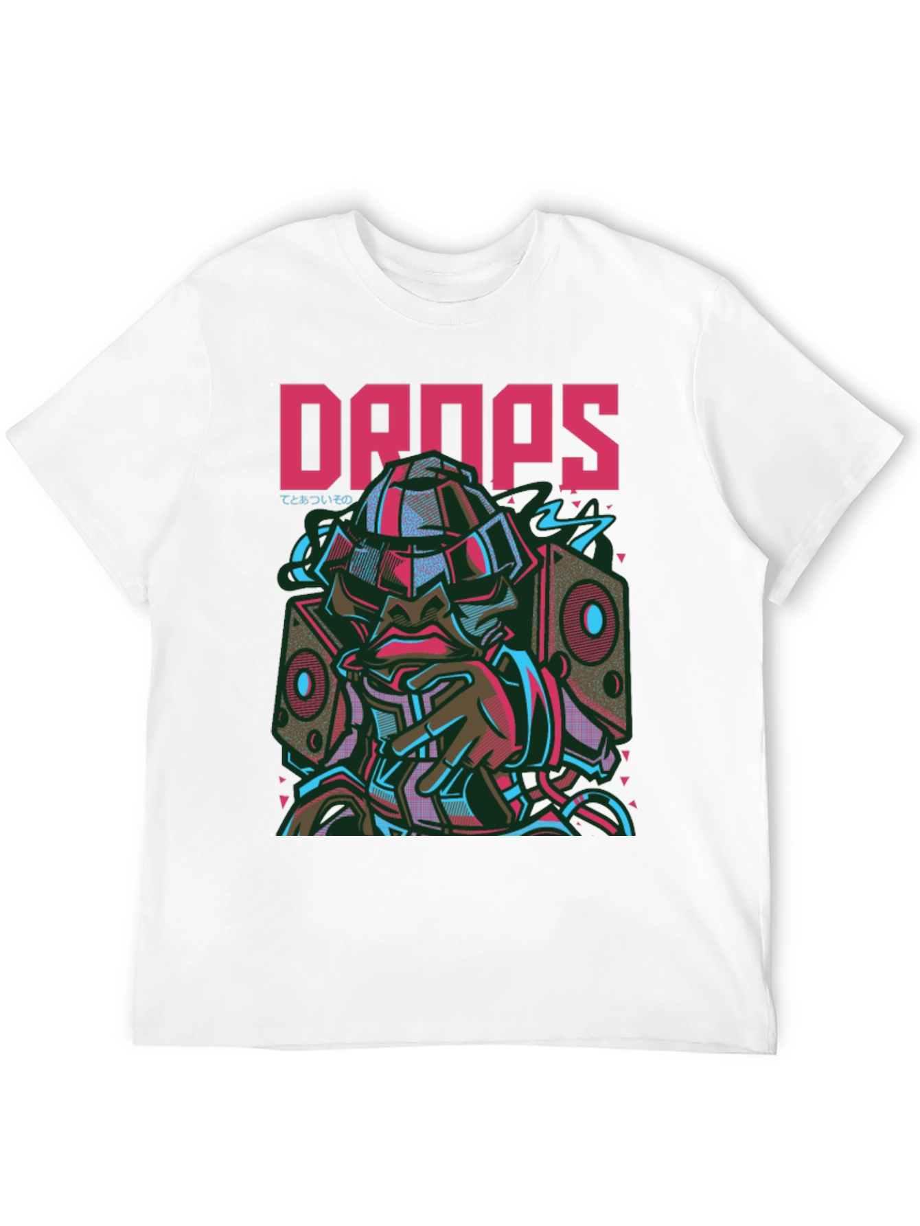 Drops Graphic Print Black Crew Neck T-Shirt