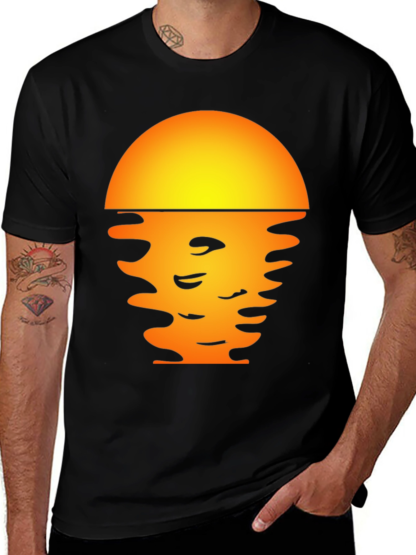 Sunset Graphic Tee - Stylish Black T-Shirt