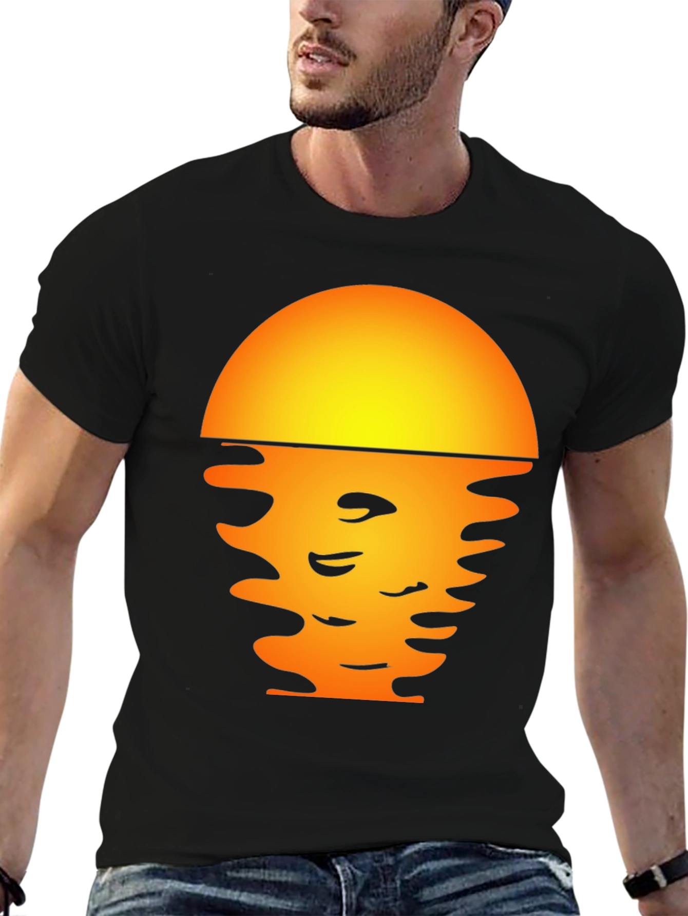 Sunset Graphic Tee - Stylish Black T-Shirt