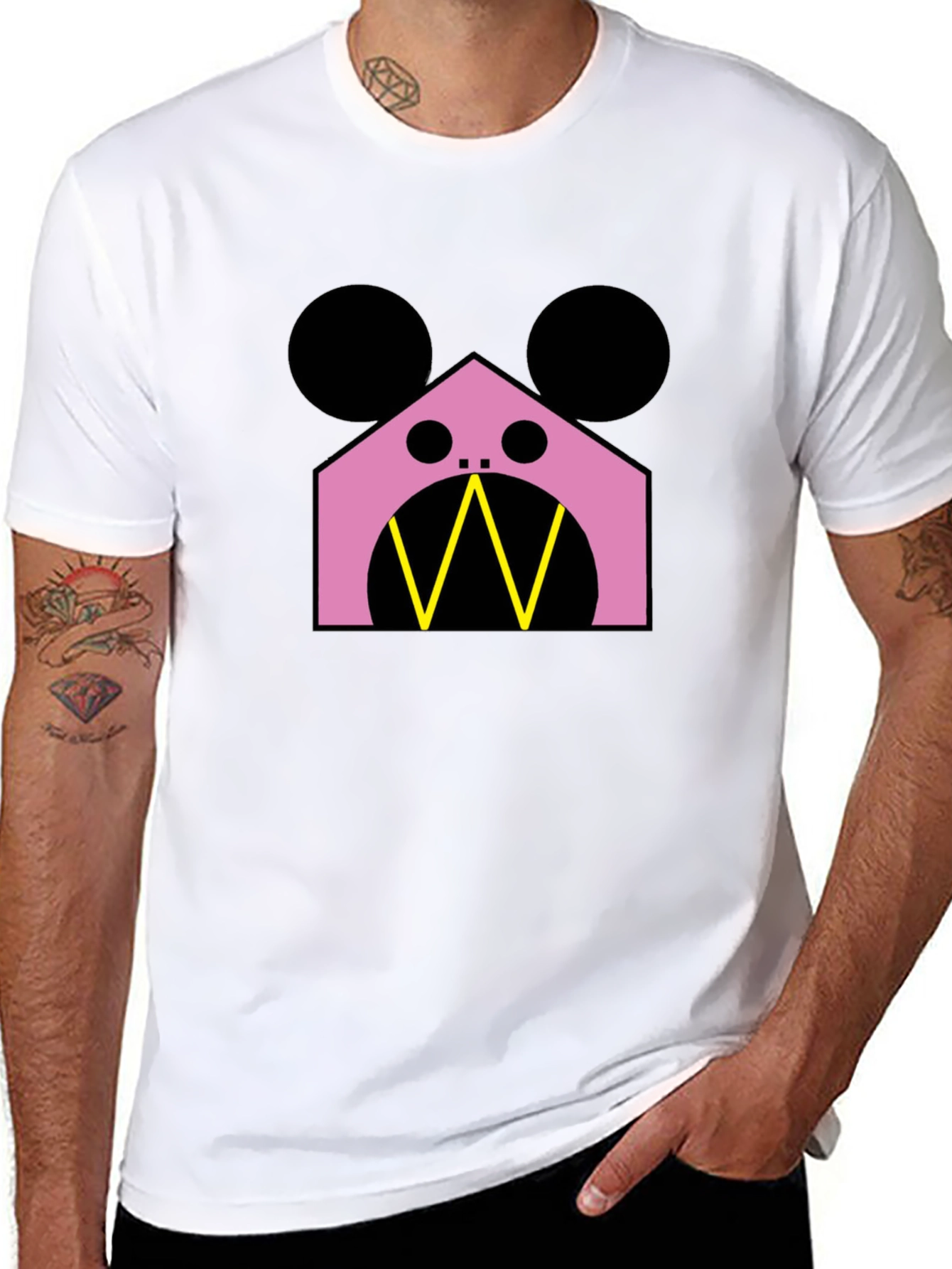 Pink Monster Graphic Black T-Shirt