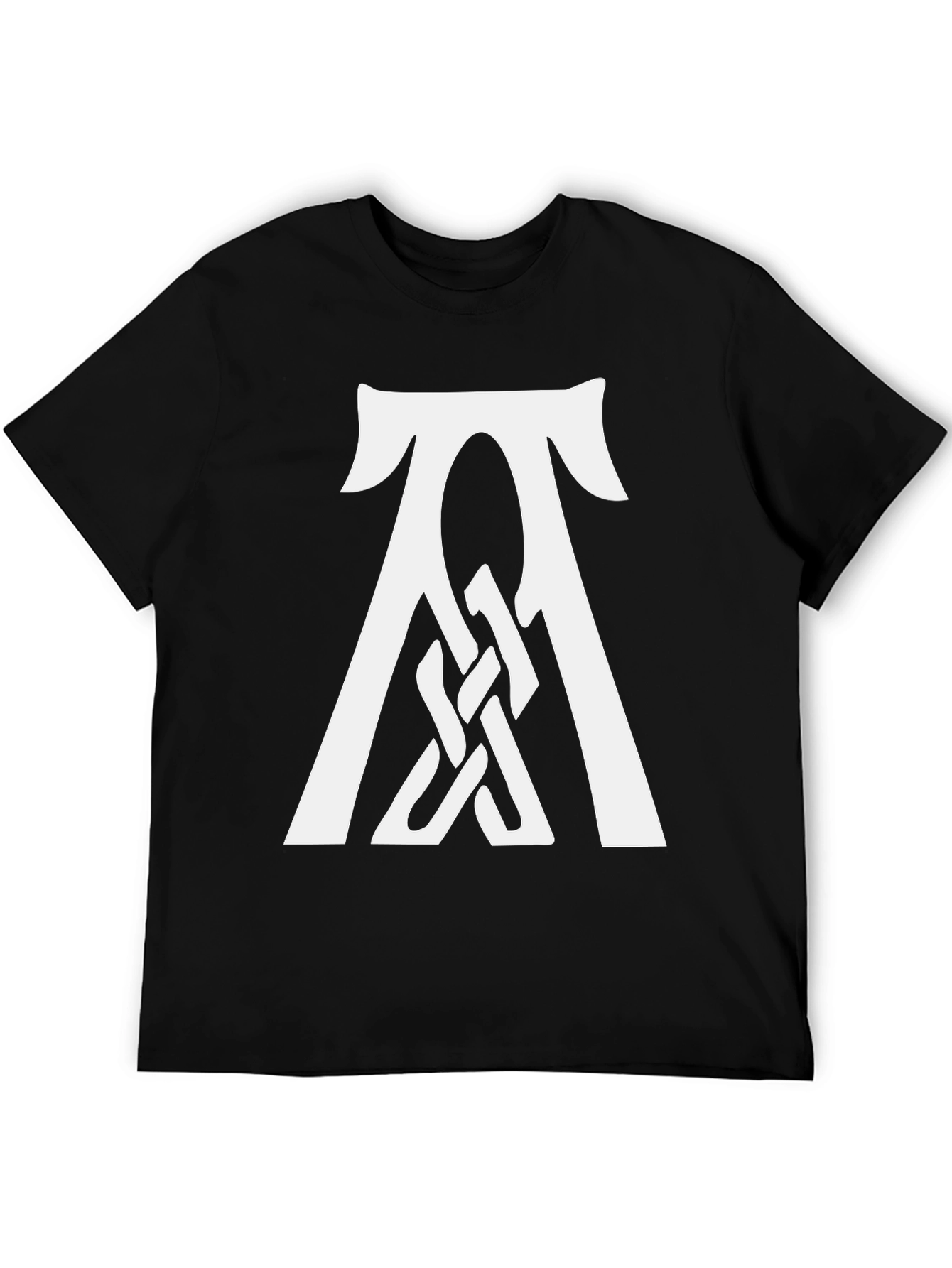 Black T-Shirt with White Celtic Knot Symbol