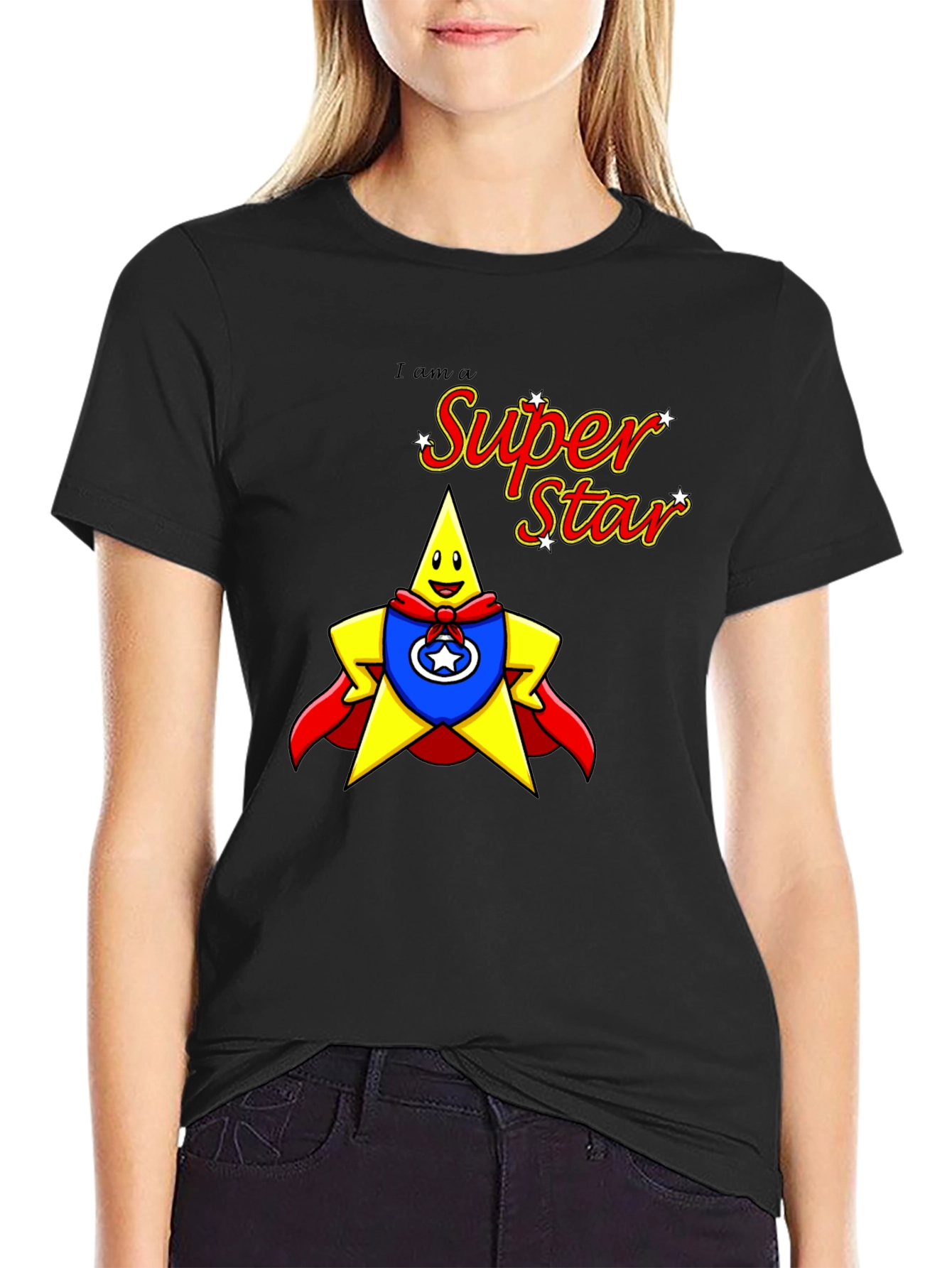 Super Star Graphic Black Tee