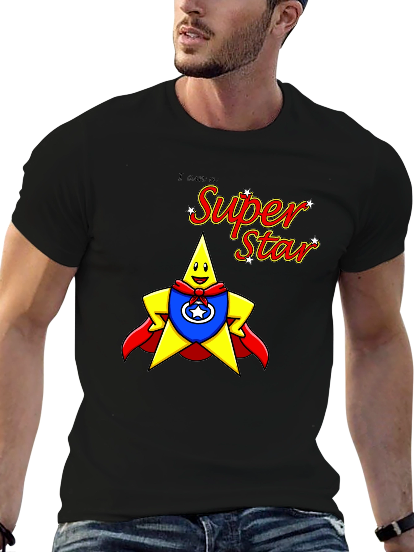 Super Star Graphic Black Tee