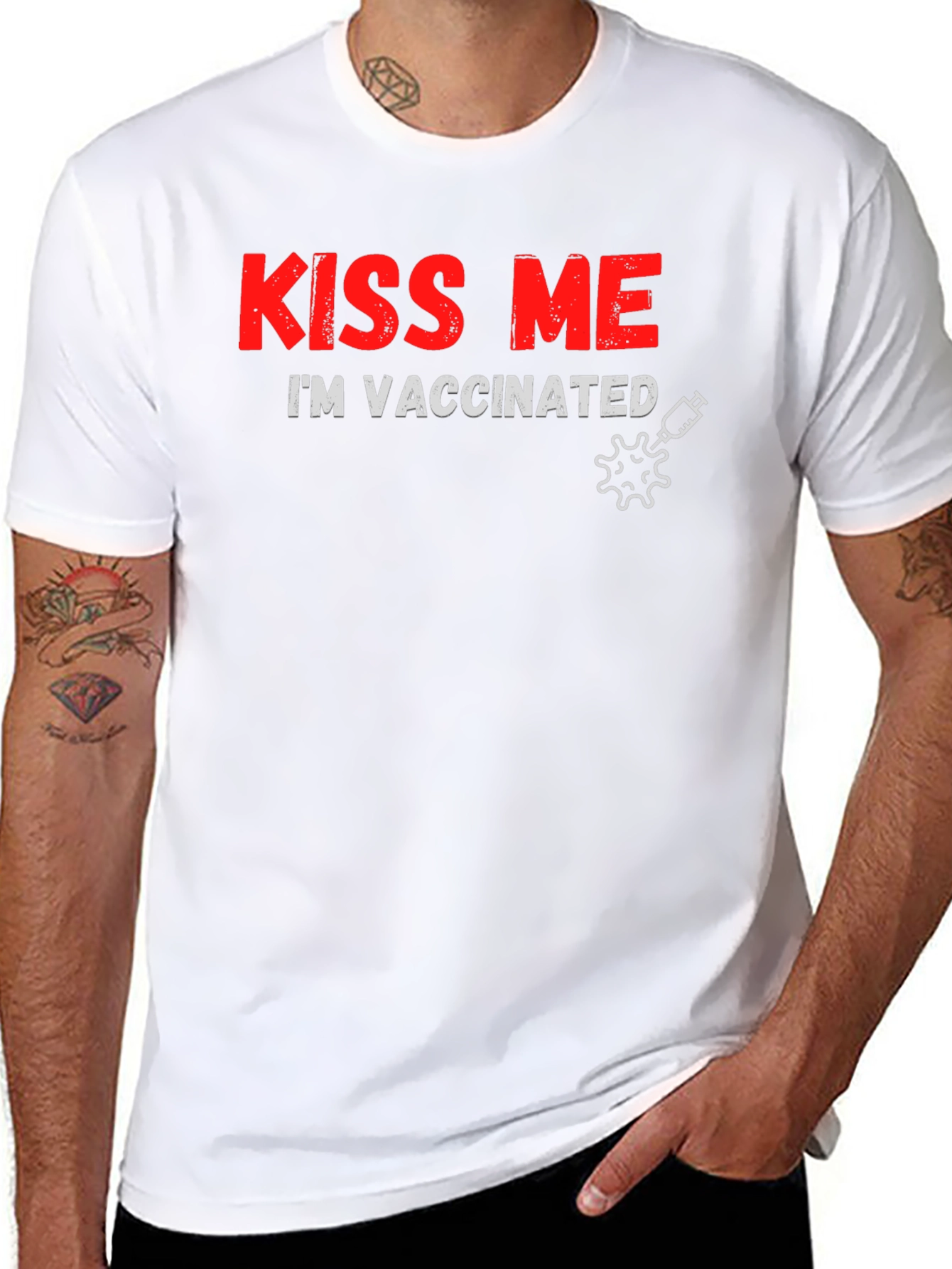 Kiss Me Im Vaccinated Black T-Shirt
