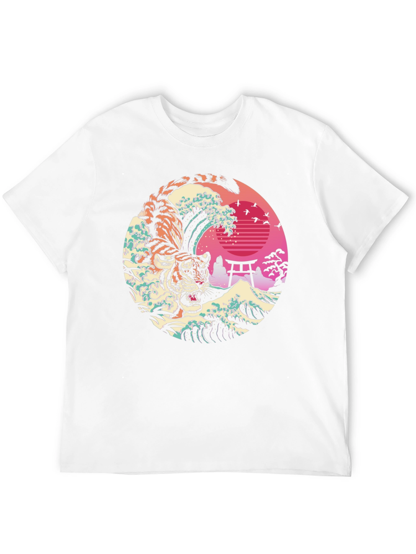 Tiger Wave Graphic T-Shirt - Cool Japanese Design