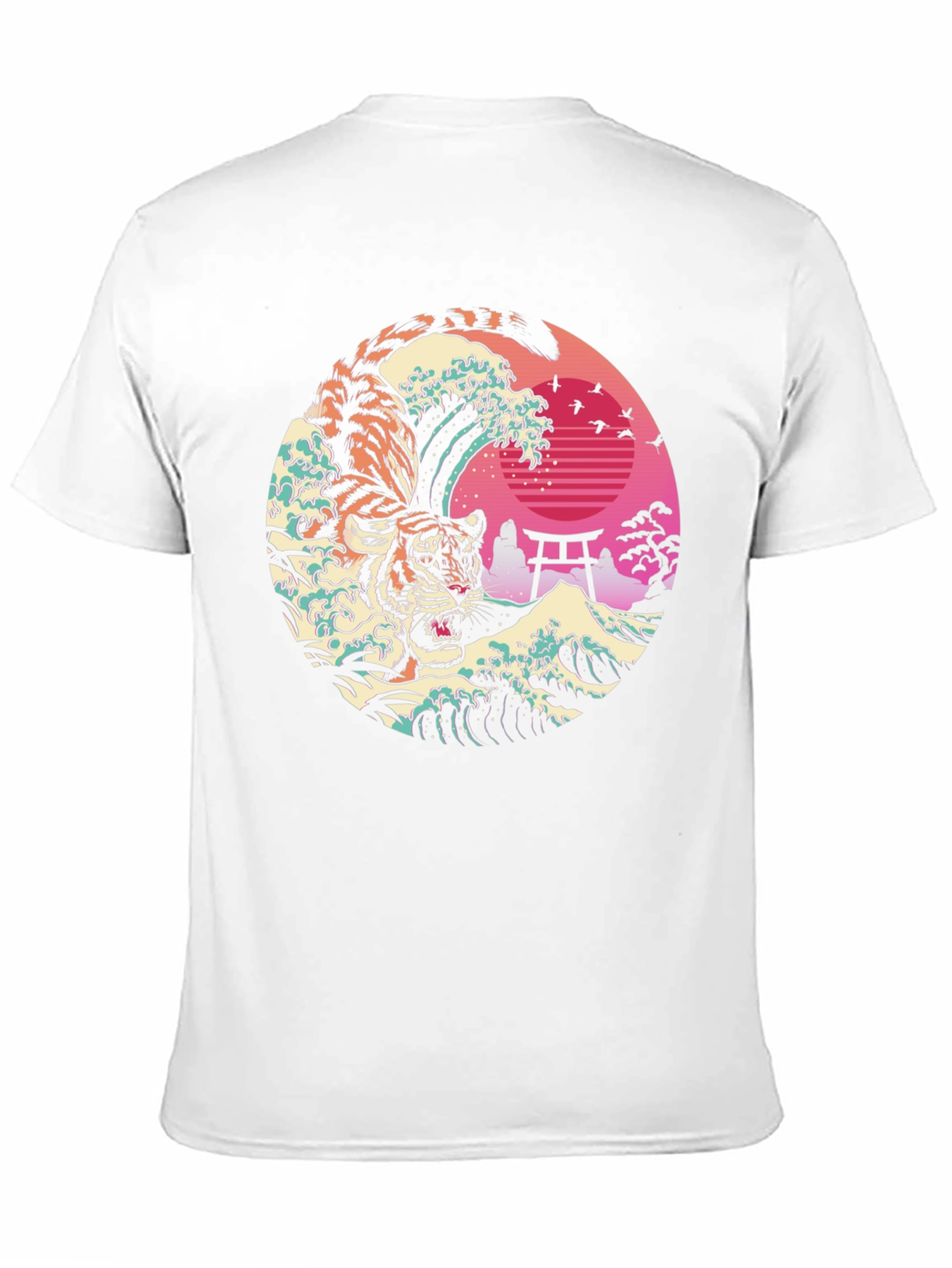 Tiger Wave Graphic T-Shirt - Cool Japanese Design
