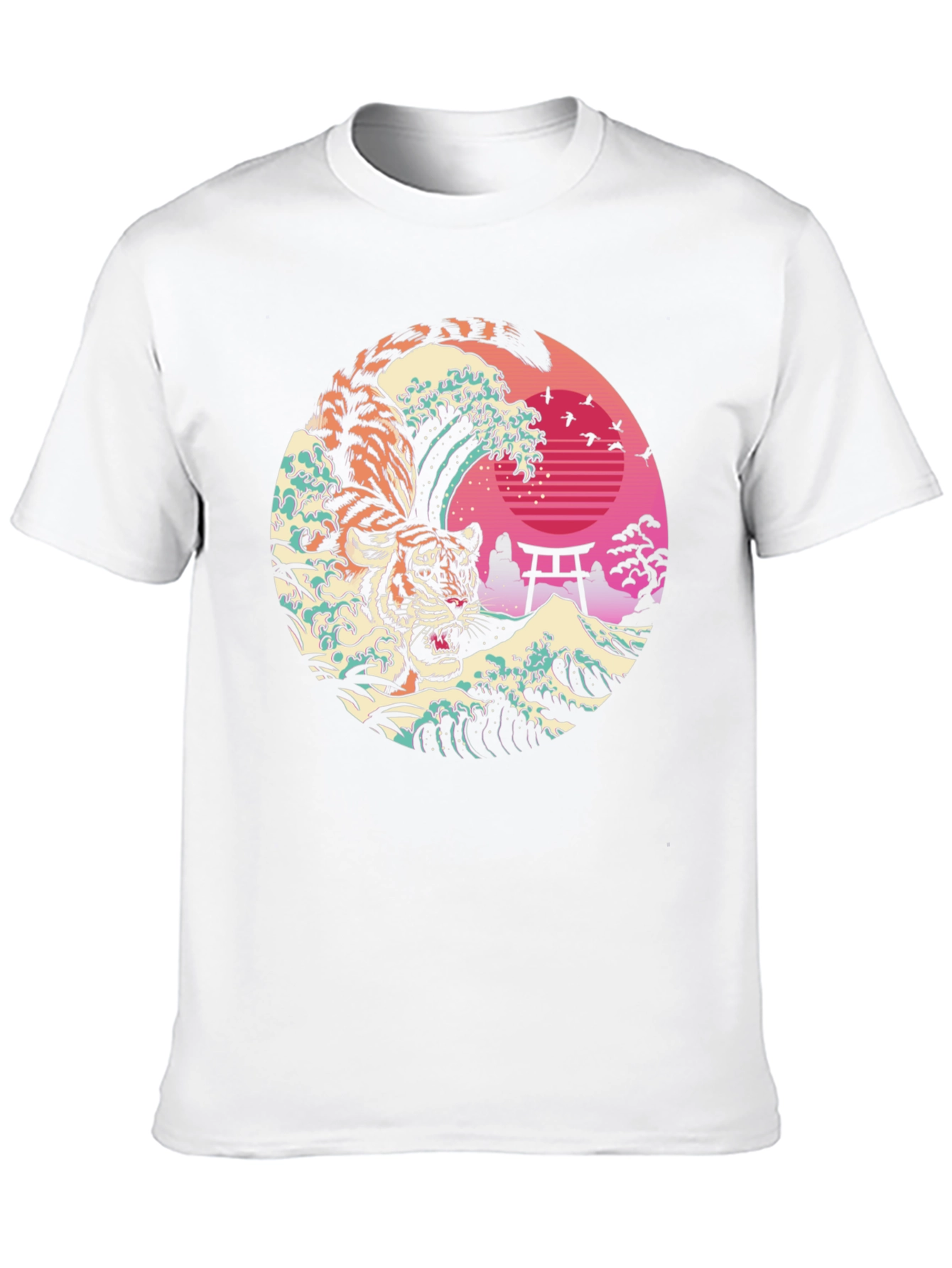Tiger Wave Graphic T-Shirt - Cool Japanese Design