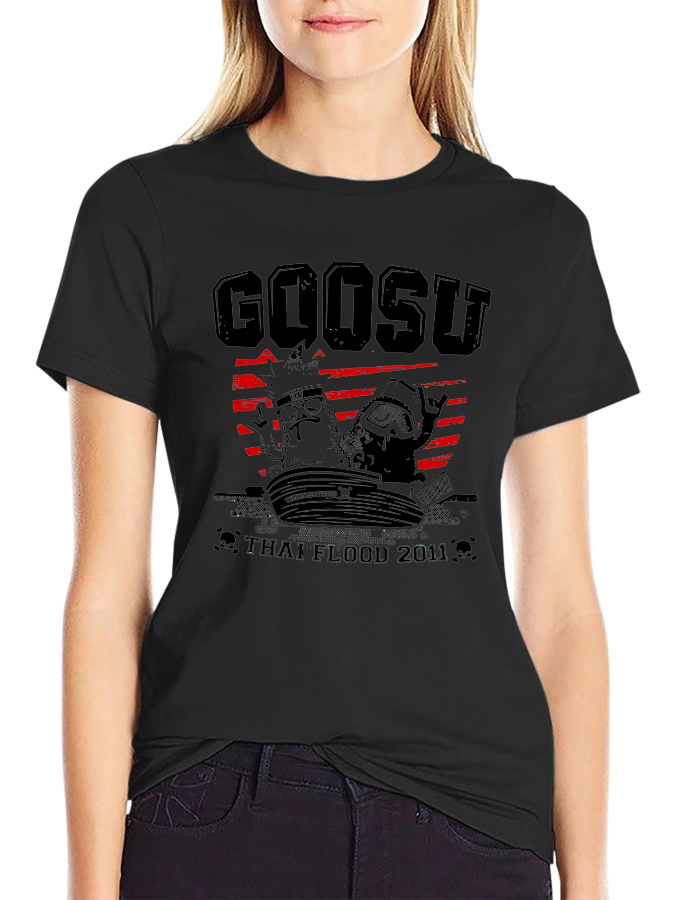 Goosu Thai Flood 2011 Black T-Shirt