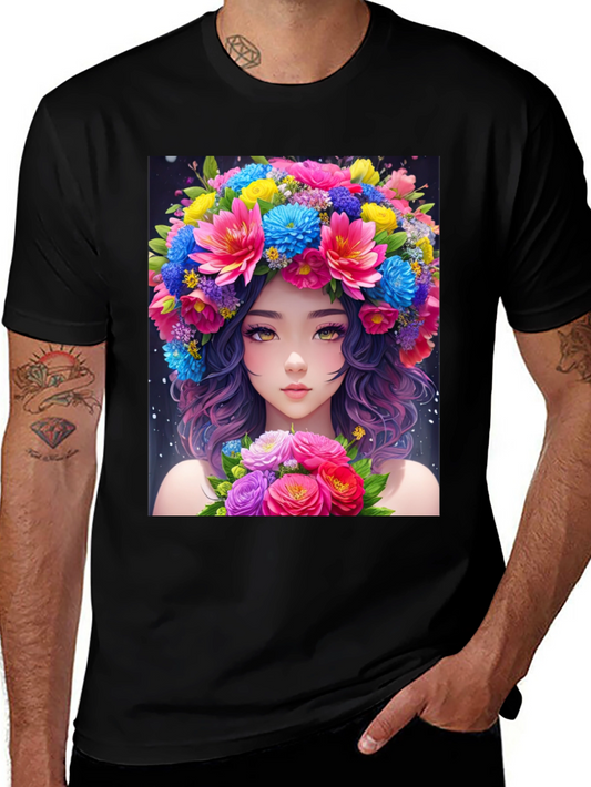 Floral Girl Graphic Tee - Soft Cotton Comfort