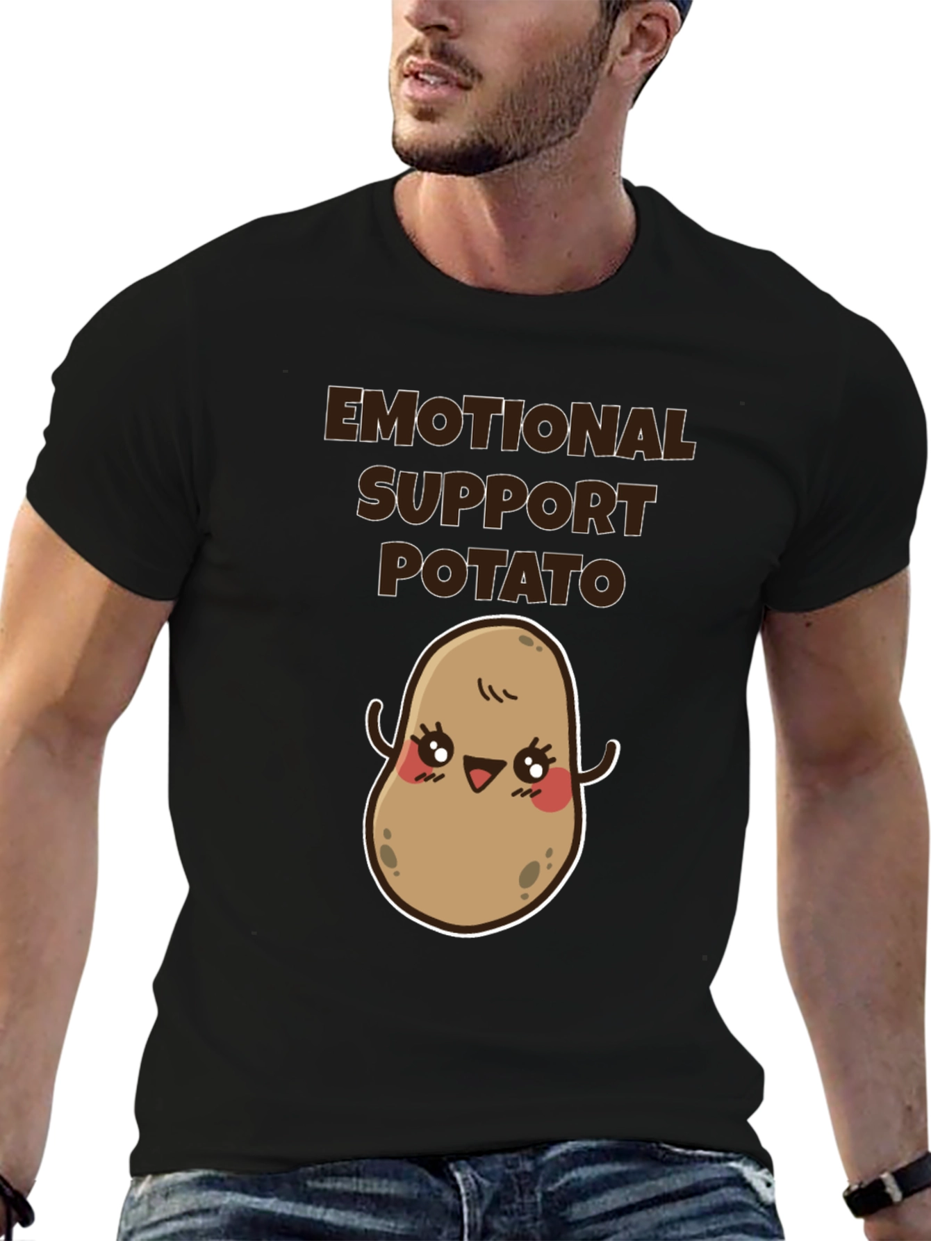 Emotional Support Potato T-Shirt - Cute Cartoon Design