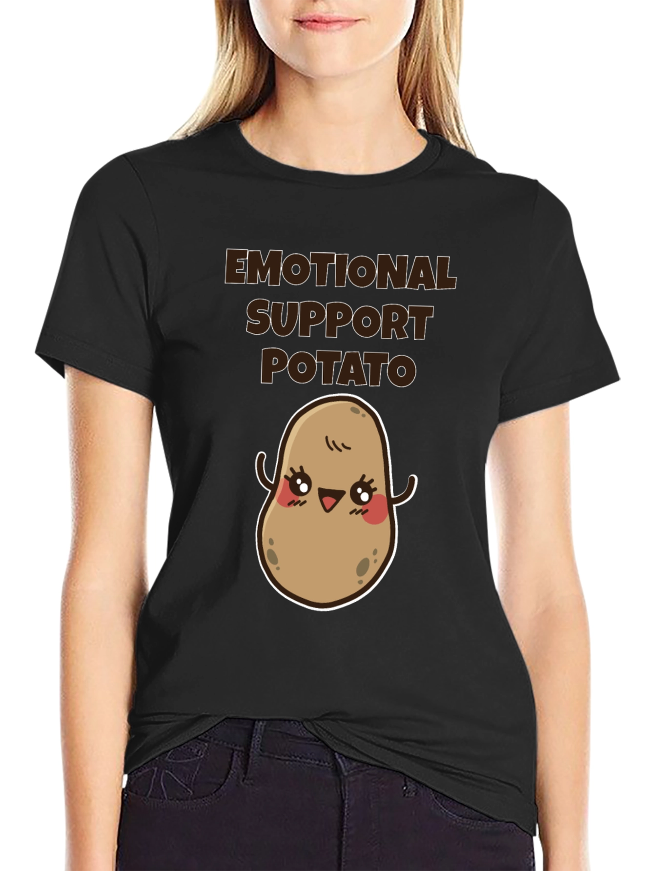 Emotional Support Potato T-Shirt - Cute Cartoon Design