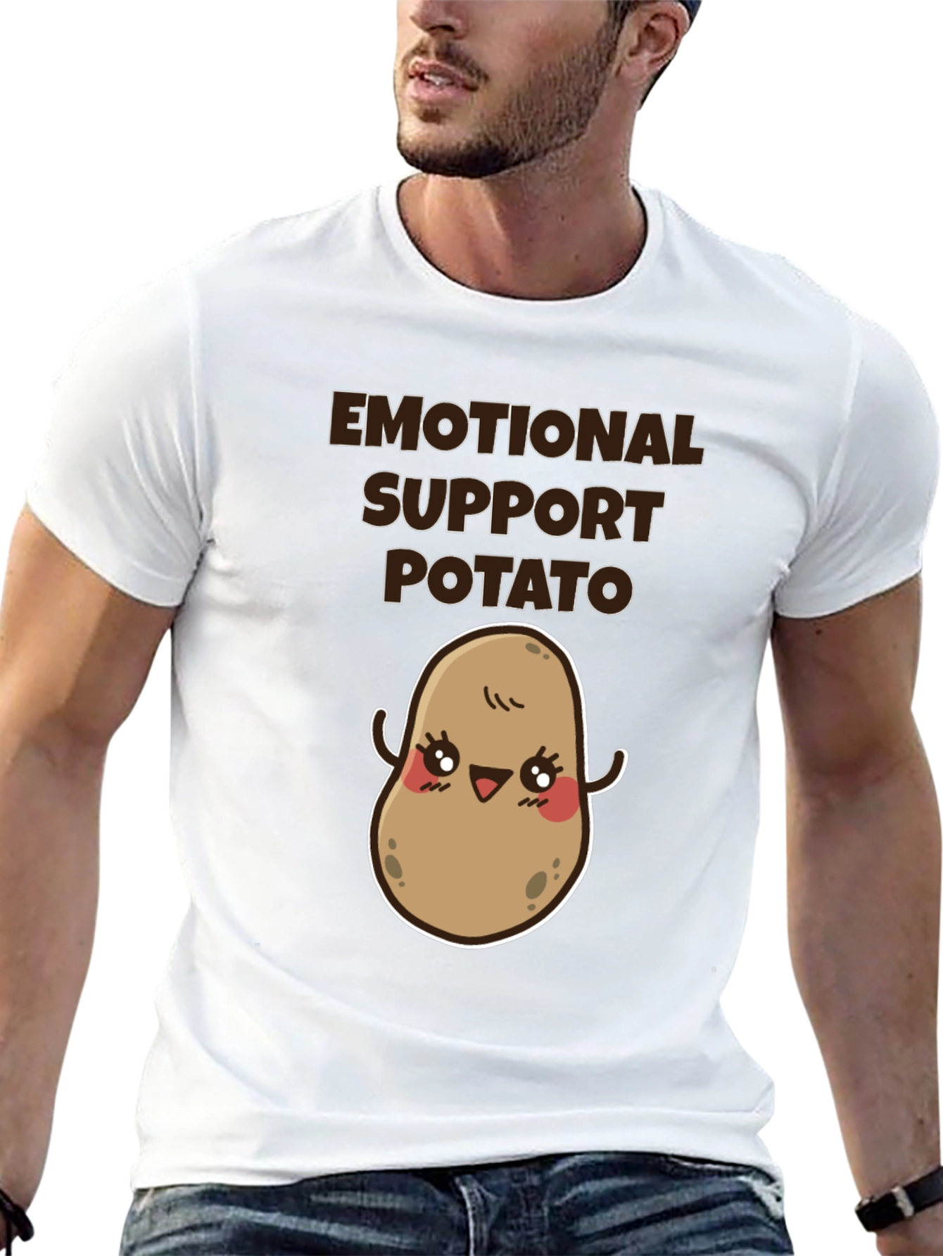 Emotional Support Potato T-Shirt - Cute Cartoon Design