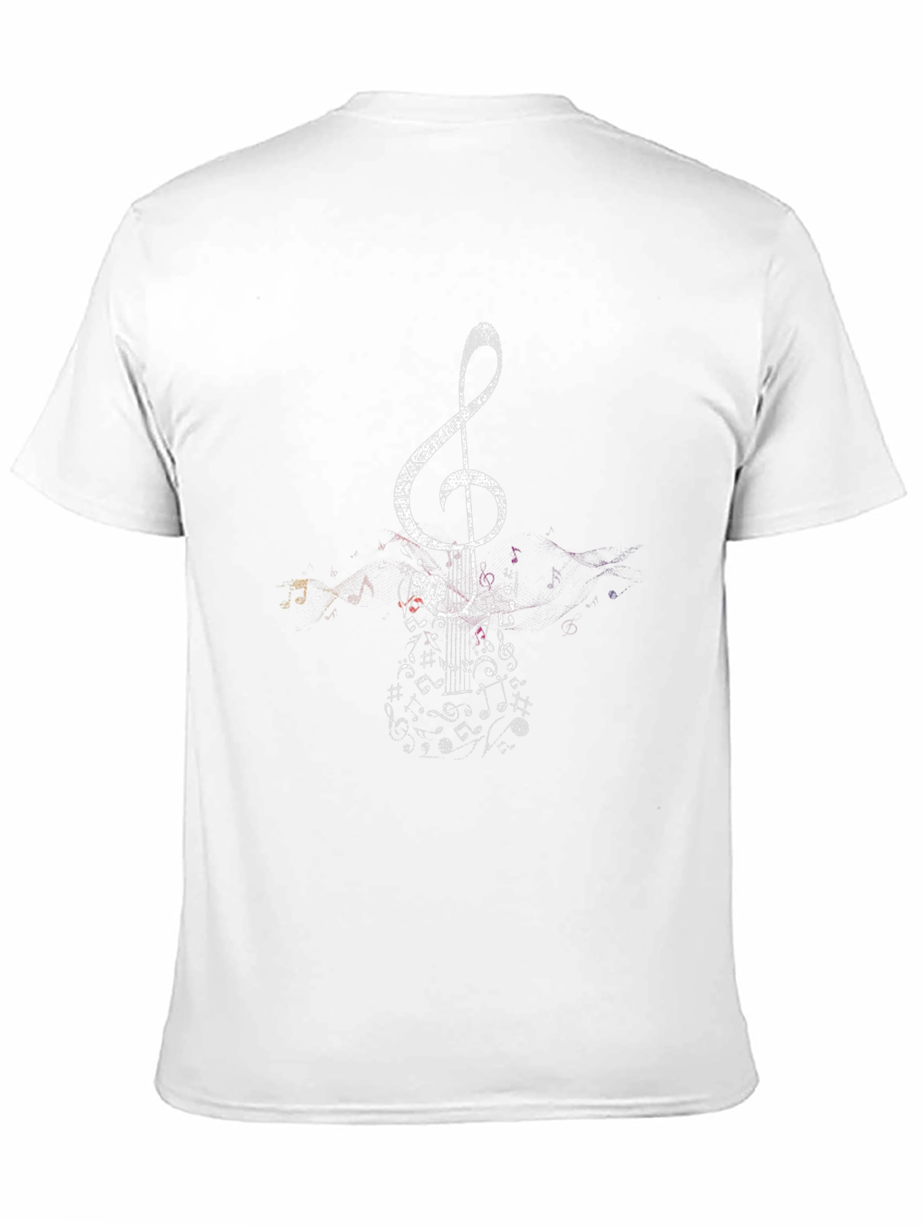 Musical Notes Treble Clef Guitar Black T-Shirt