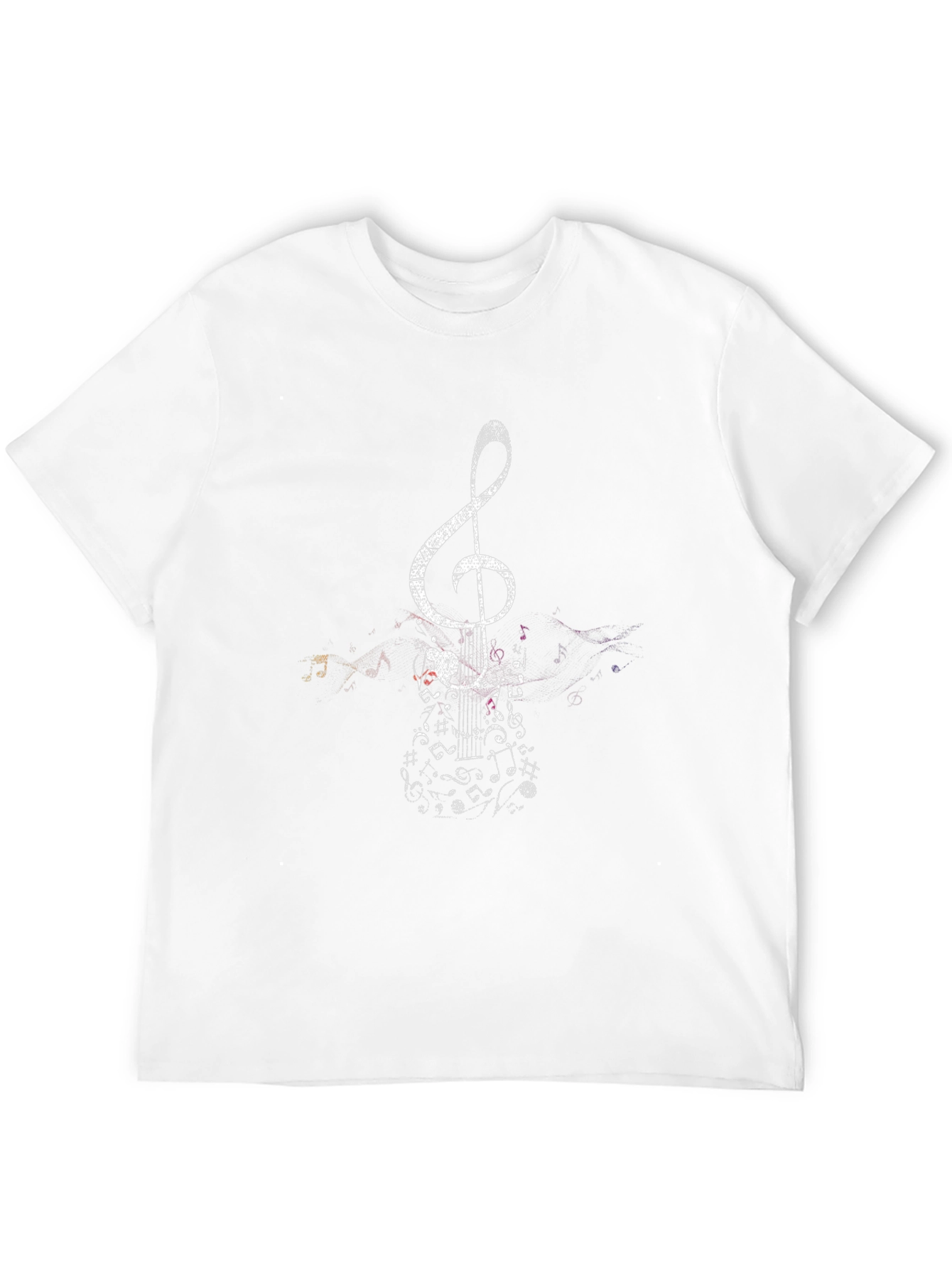 Musical Notes Treble Clef Guitar Black T-Shirt