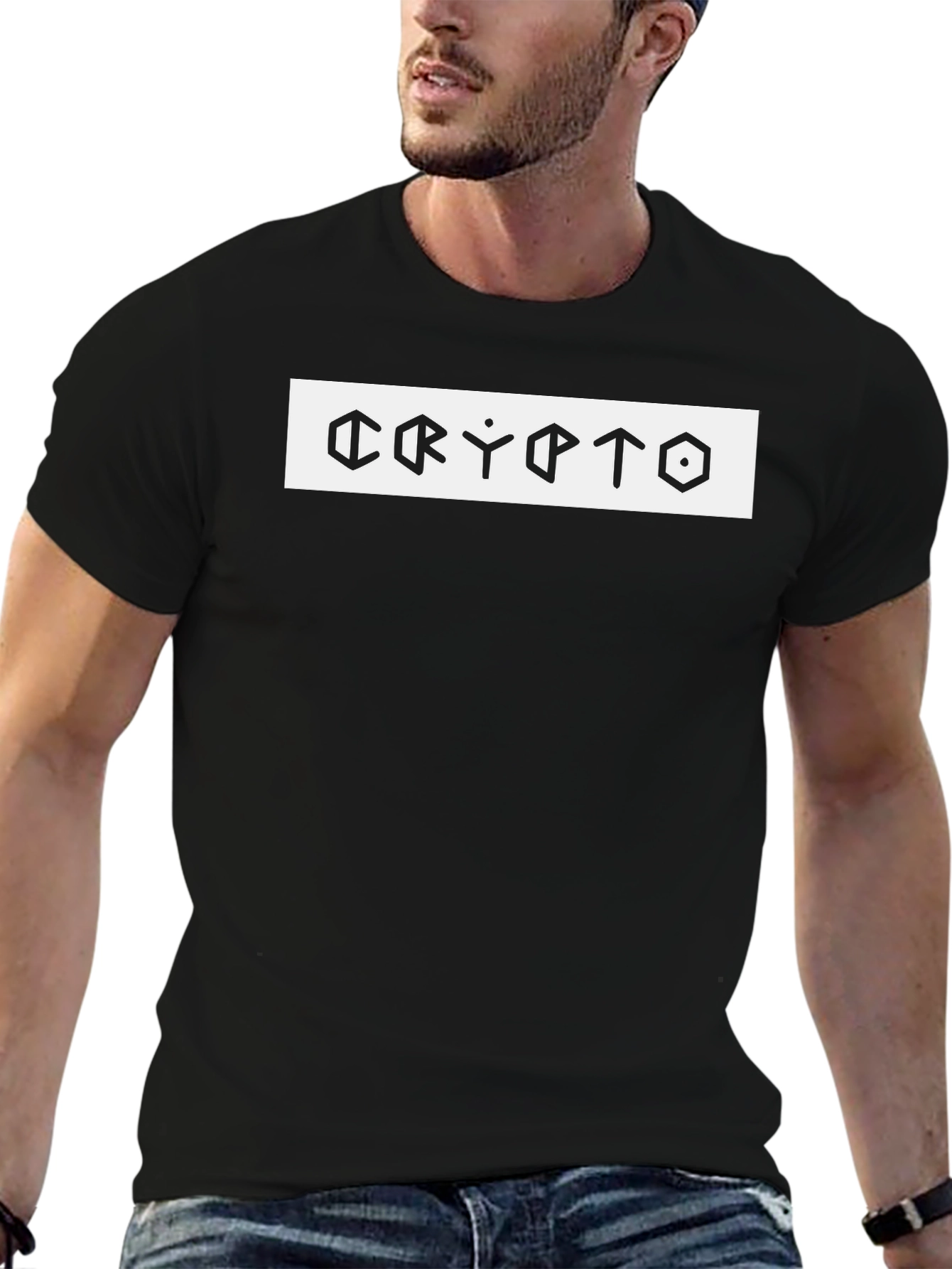 Crypto Graphic Tee - Modern Mens Black T-Shirt
