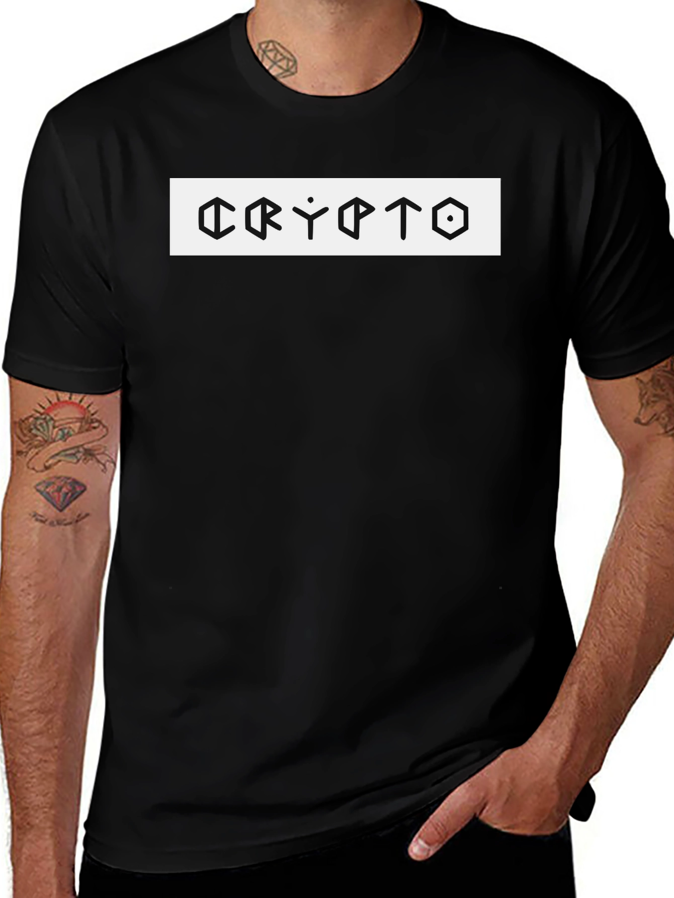 Crypto Graphic Tee - Modern Mens Black T-Shirt