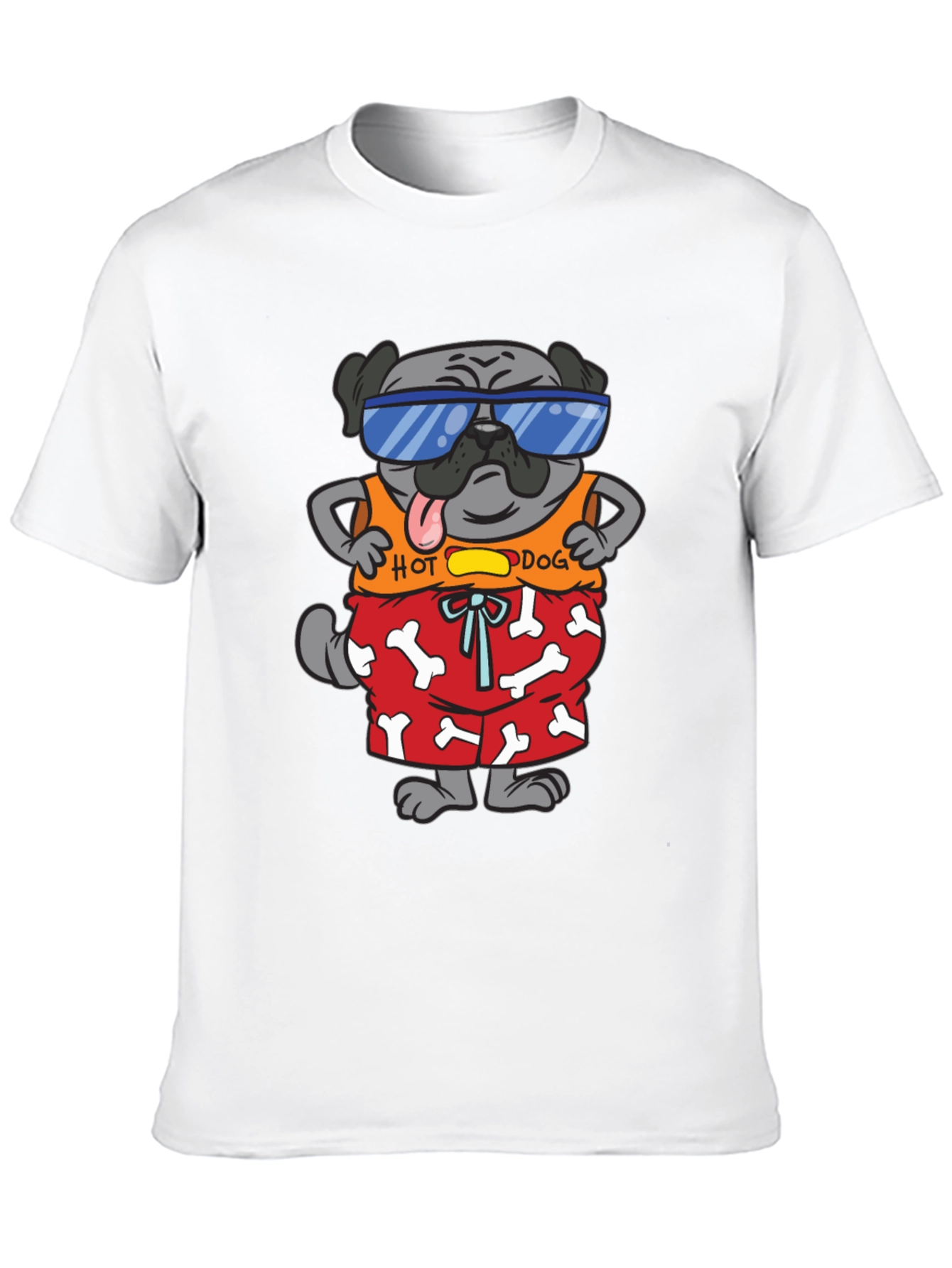 Funny Pug Hot Dog Graphic T-Shirt