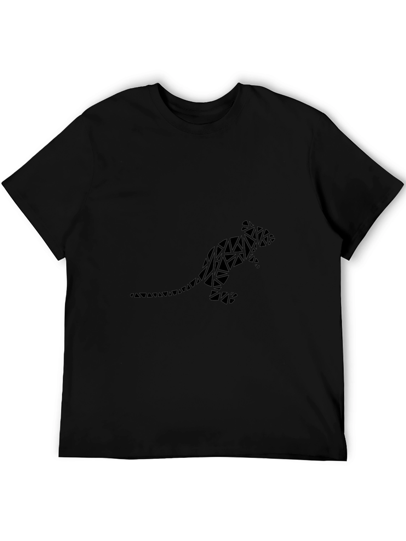 Geometric Rat Print Black T-Shirt
