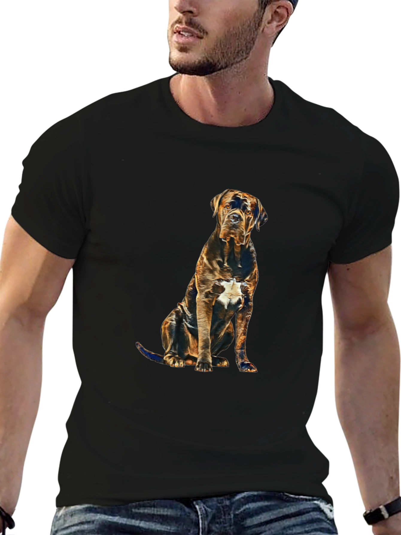 Dog Graphic Black T-Shirt for Men