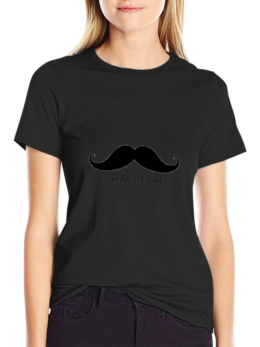 Mustache Tag Graphic Black T-Shirt