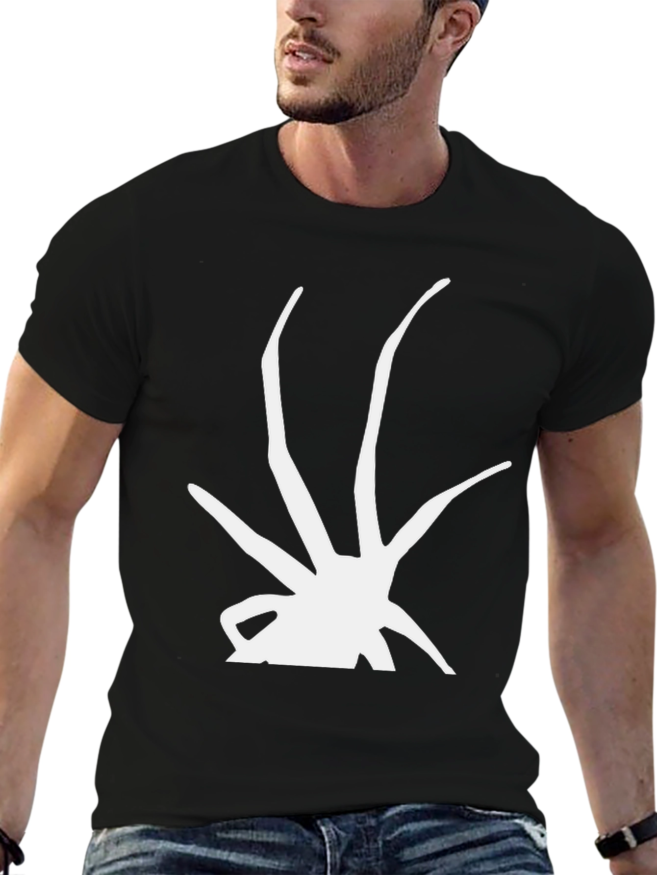 Abstract Graphic Print T-Shirt - Casual Black Tee