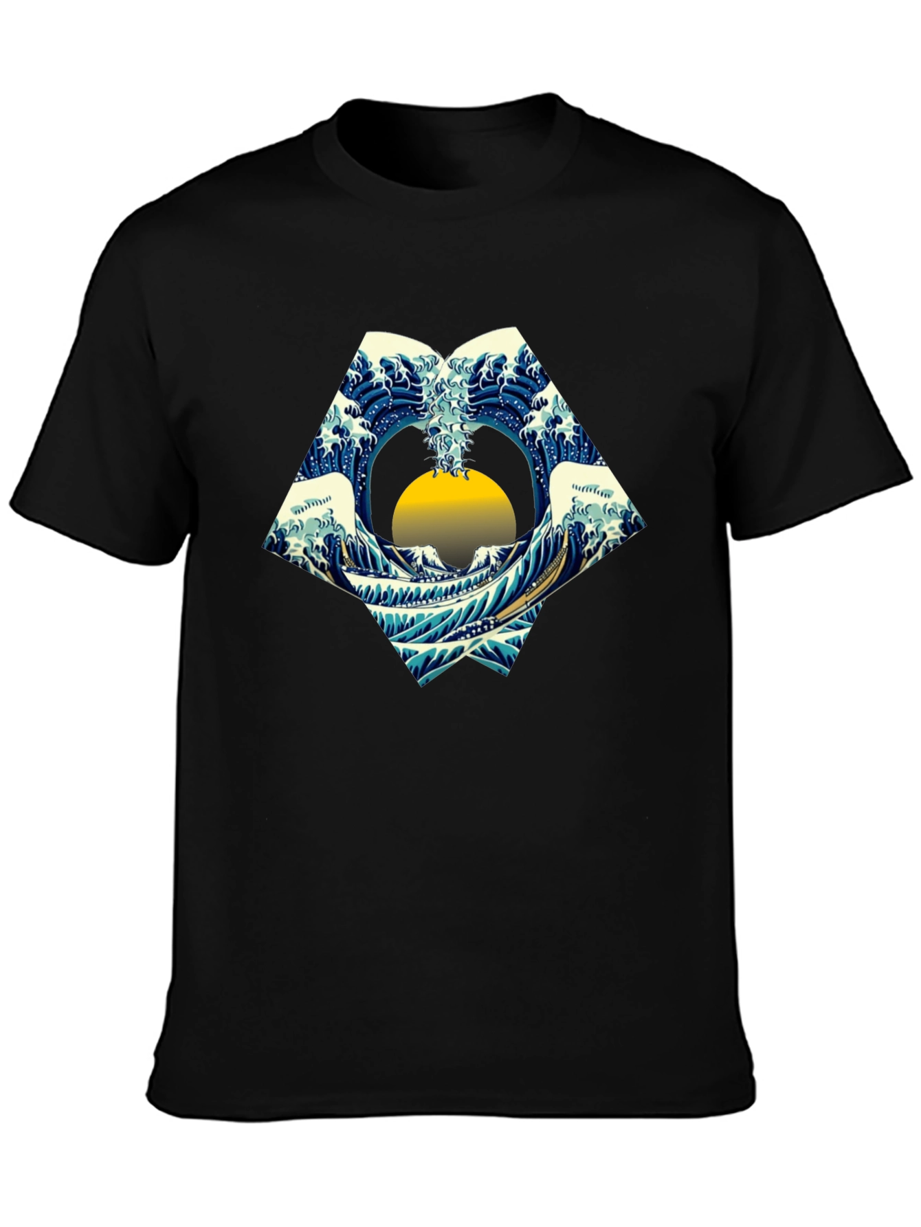 Great Wave Graphic Tee - Black Cotton Shirt