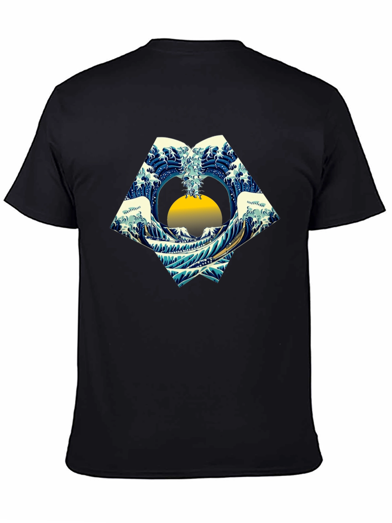 Great Wave Graphic Tee - Black Cotton Shirt