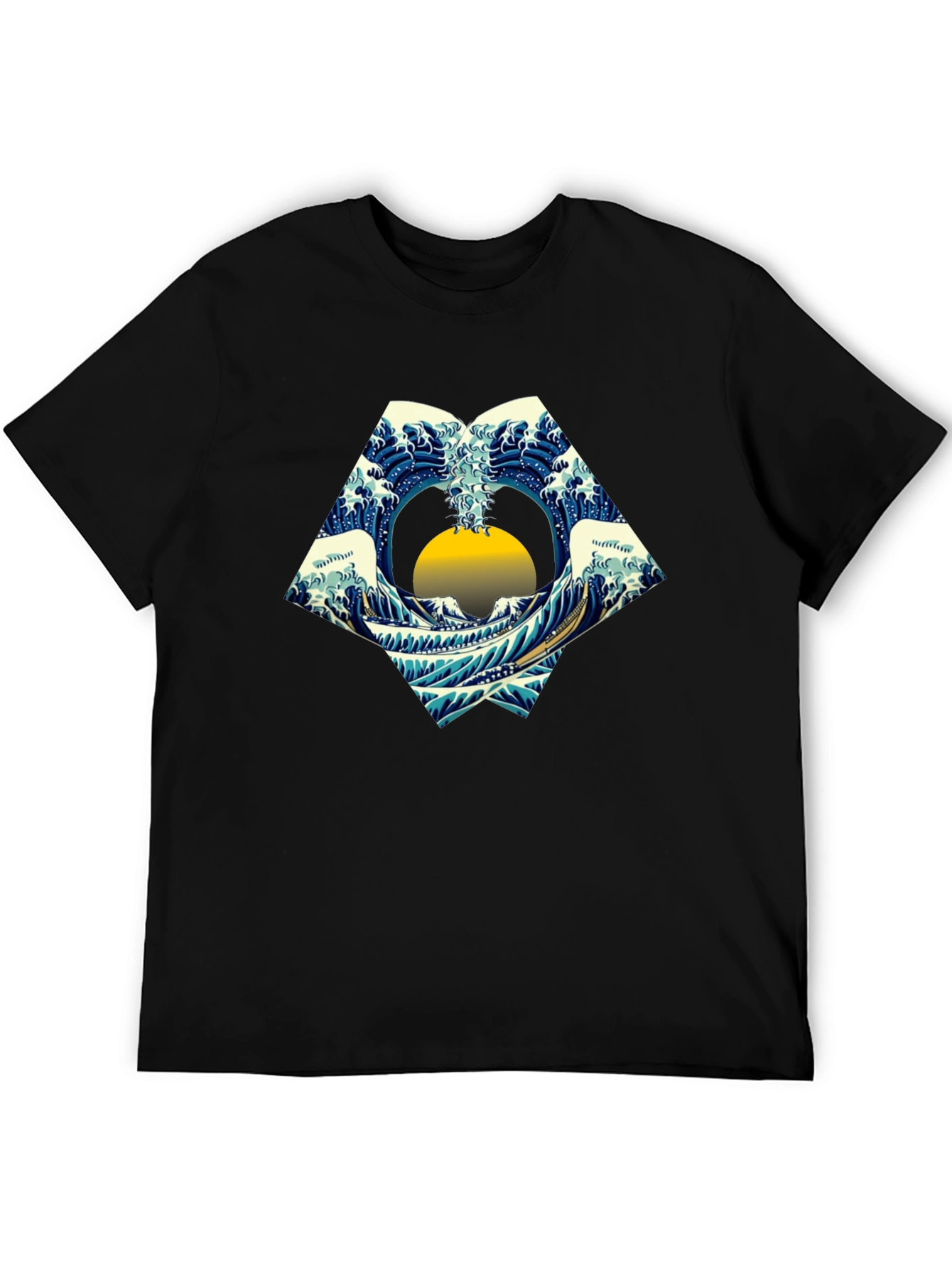 Great Wave Graphic Tee - Black Cotton Shirt