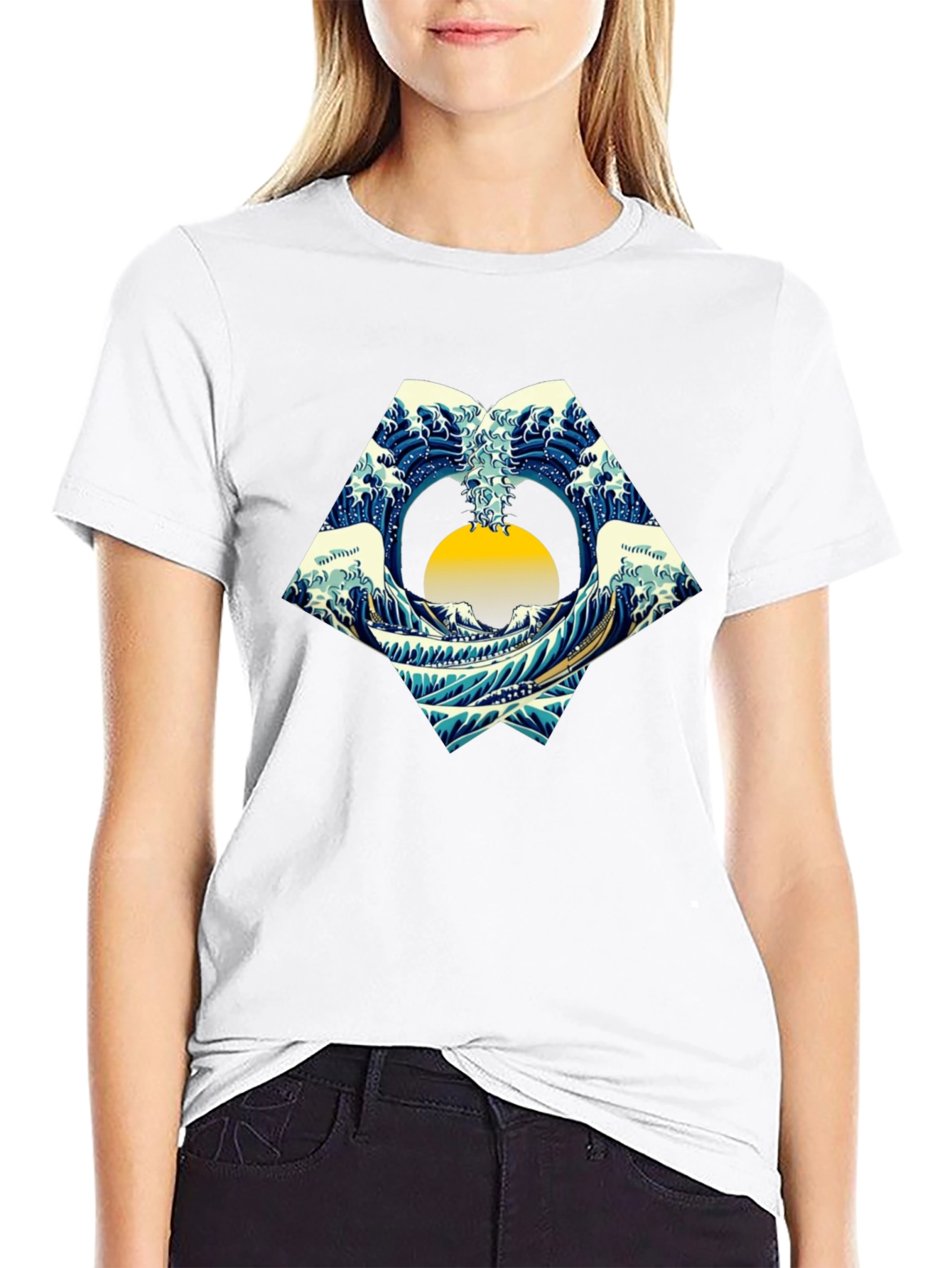 Great Wave Graphic Tee - Black Cotton Shirt