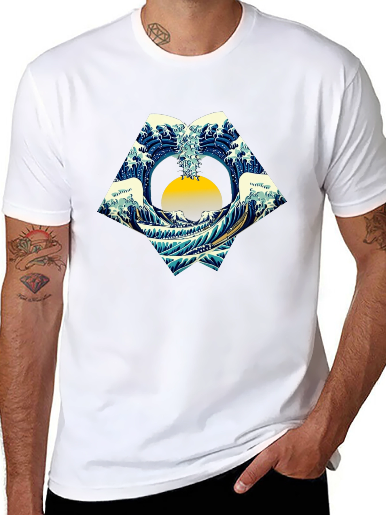 Great Wave Graphic Tee - Black Cotton Shirt