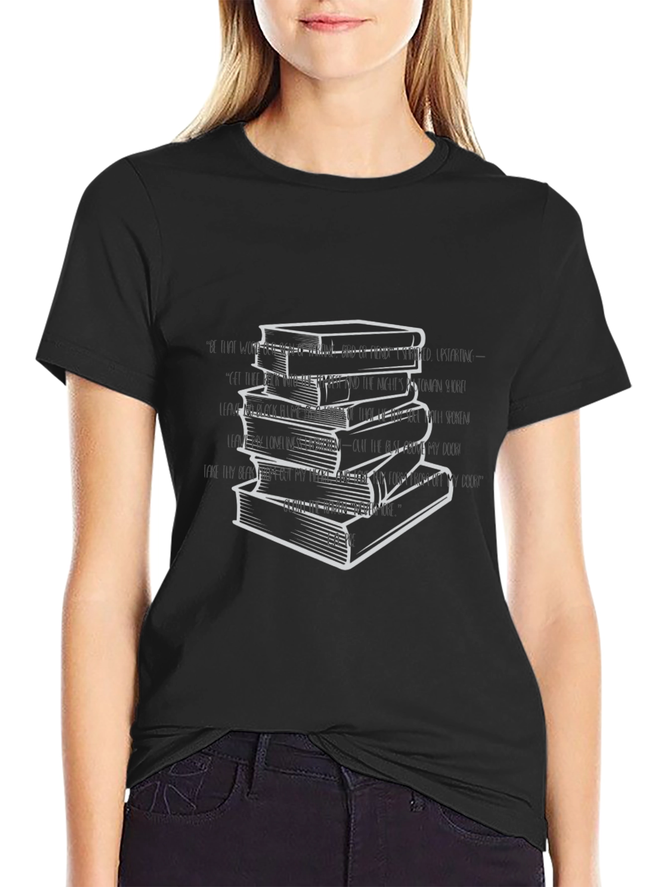 Stack of Books Graphic Tee - Black Unisex T-Shirt