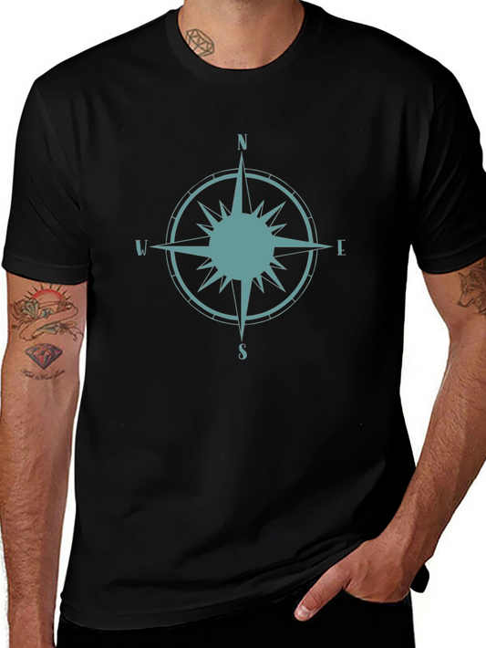Compass Rose Graphic Tee - Stylish Black T-Shirt