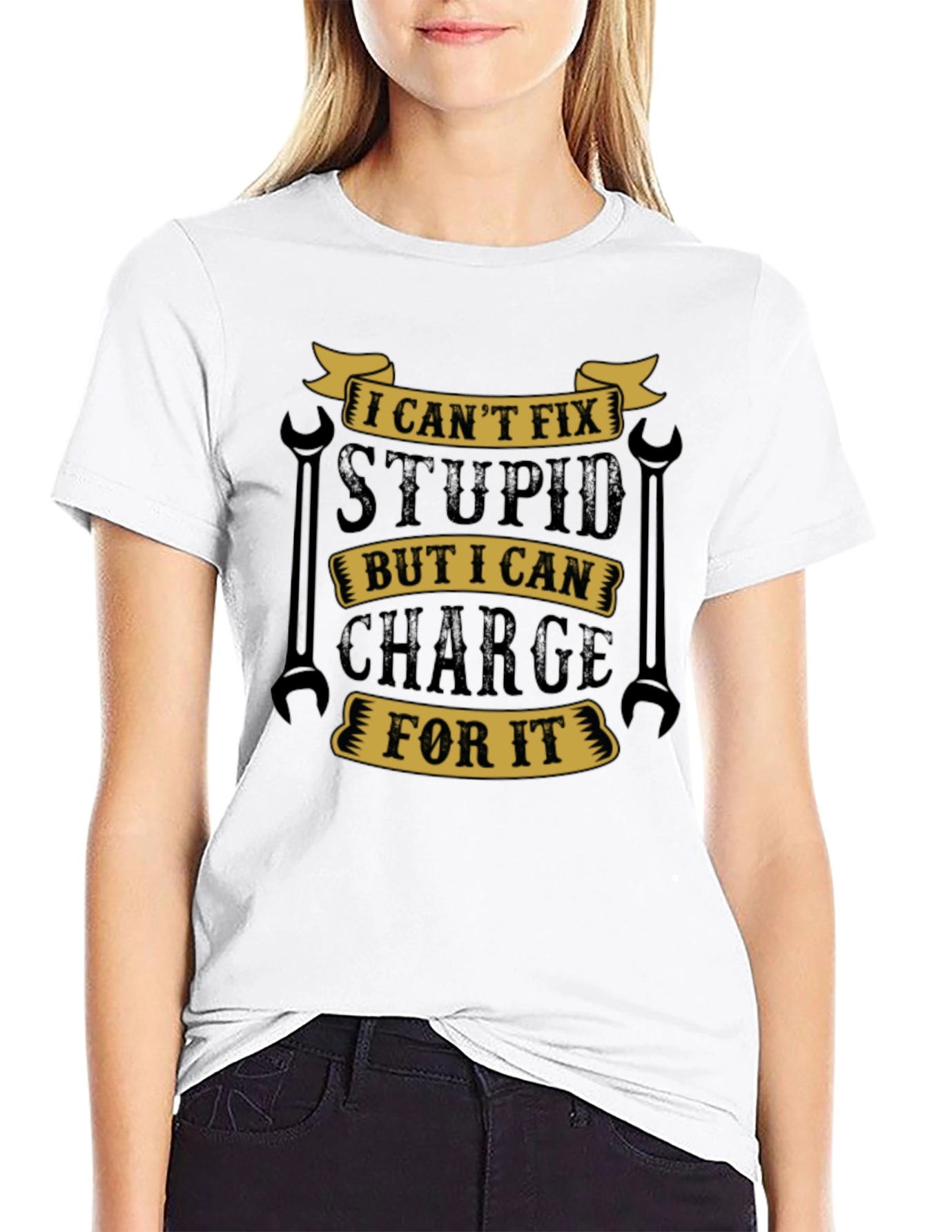 Funny Mechanic T-Shirt - I Cant Fix Stupid