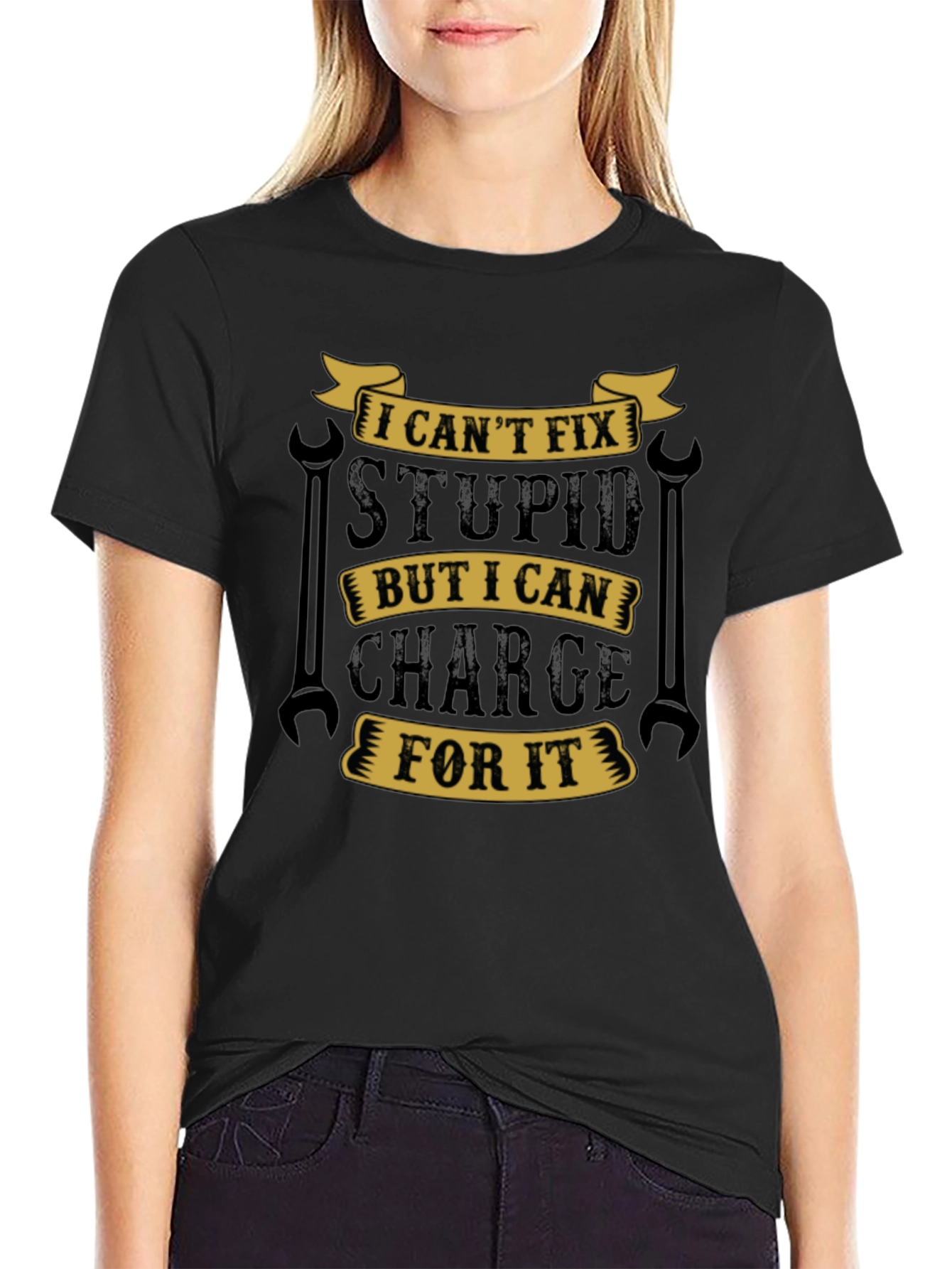 Funny Mechanic T-Shirt - I Cant Fix Stupid