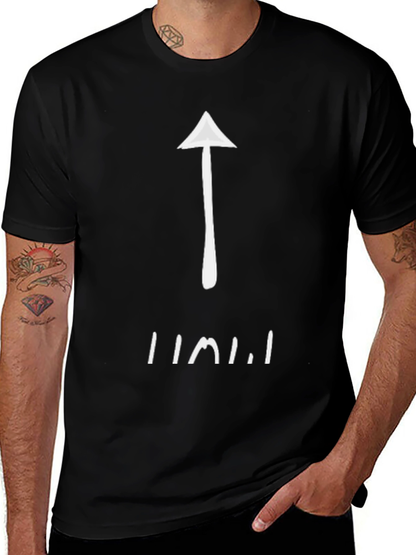 Upward Arrow Graphic Tee - Black Cotton