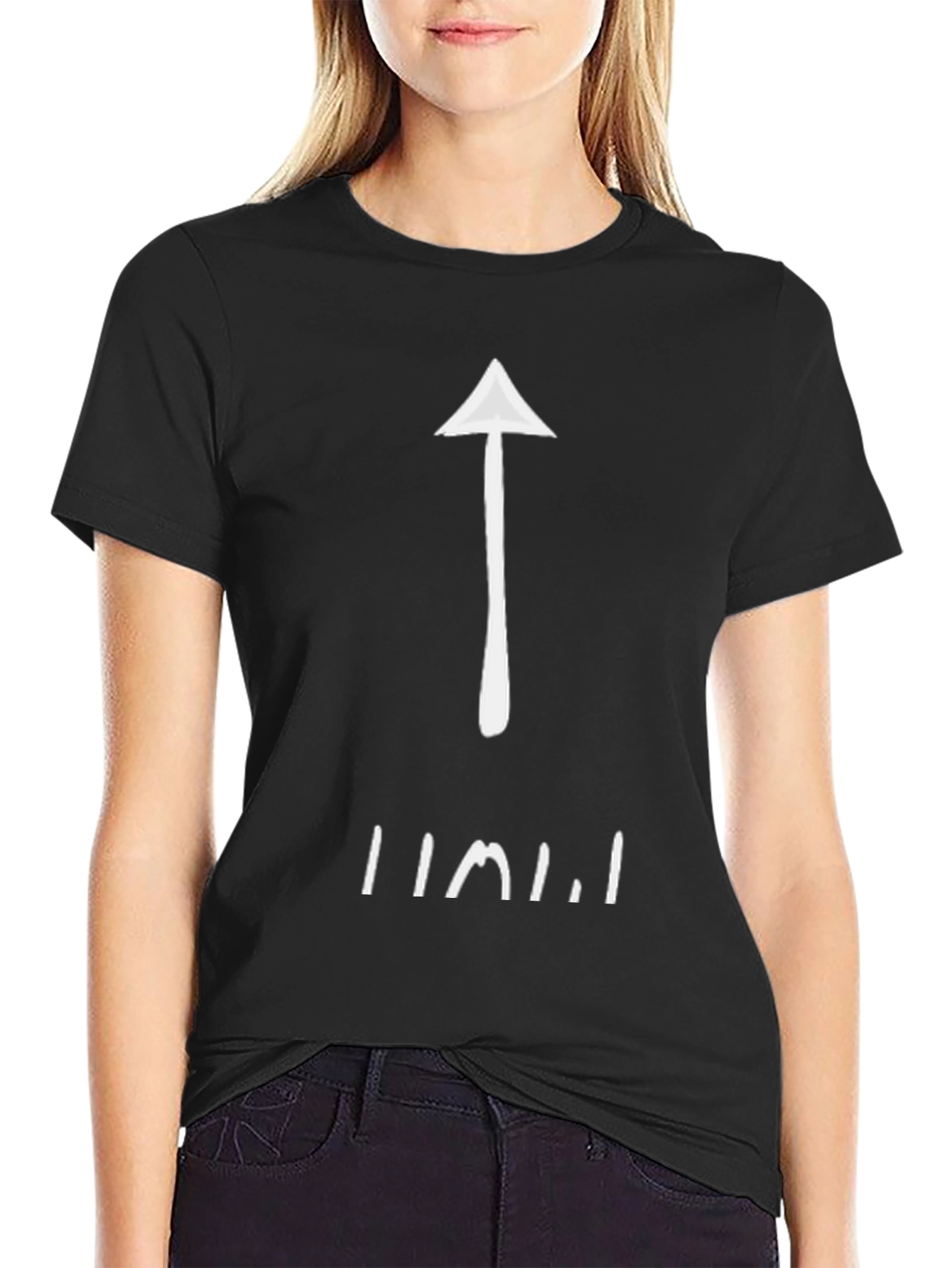 Upward Arrow Graphic Tee - Black Cotton