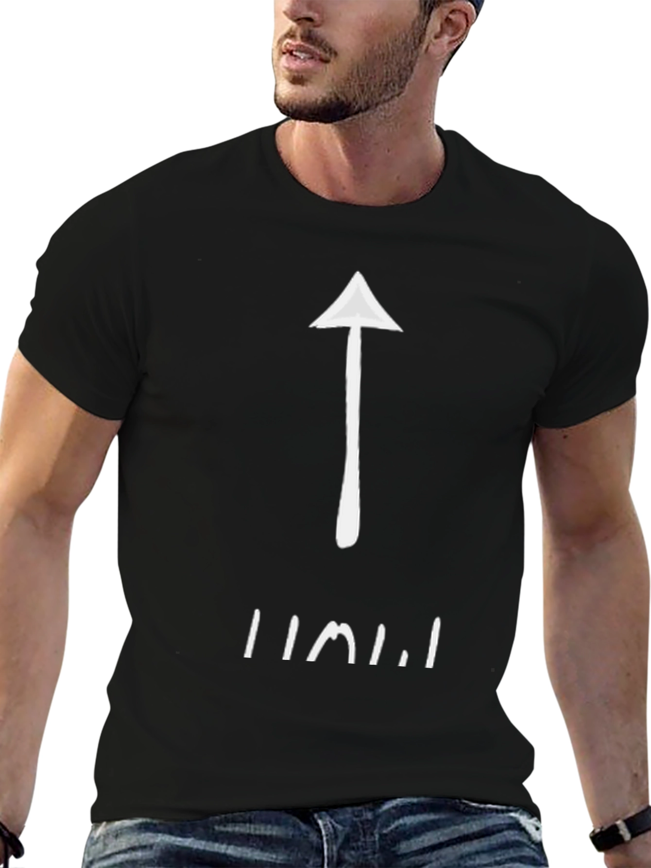 Upward Arrow Graphic Tee - Black Cotton