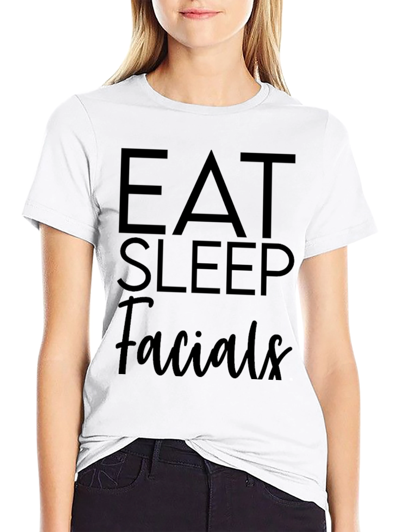 Eat Sleep Facials Black Graphic Tee