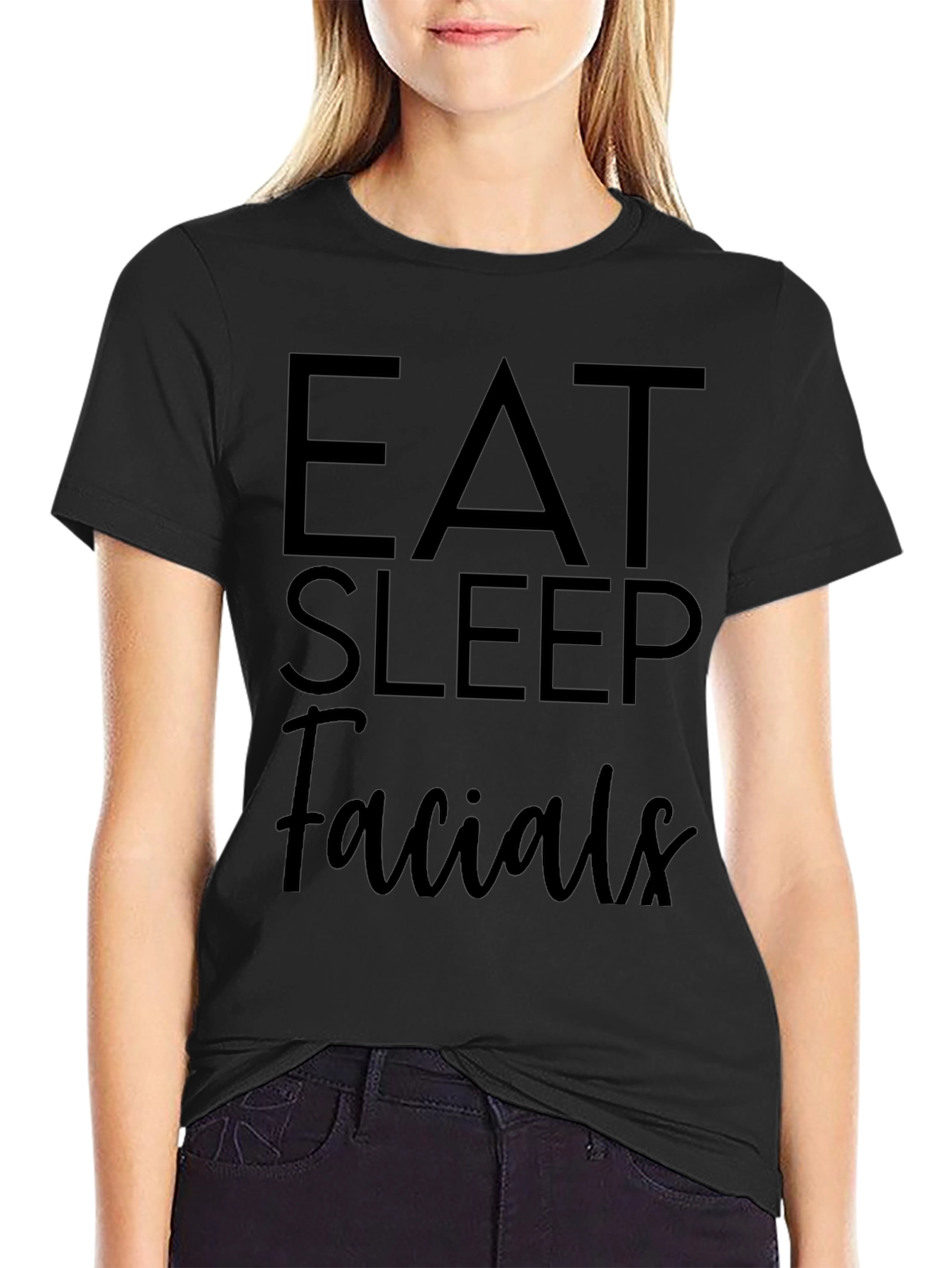 Eat Sleep Facials Black Graphic Tee