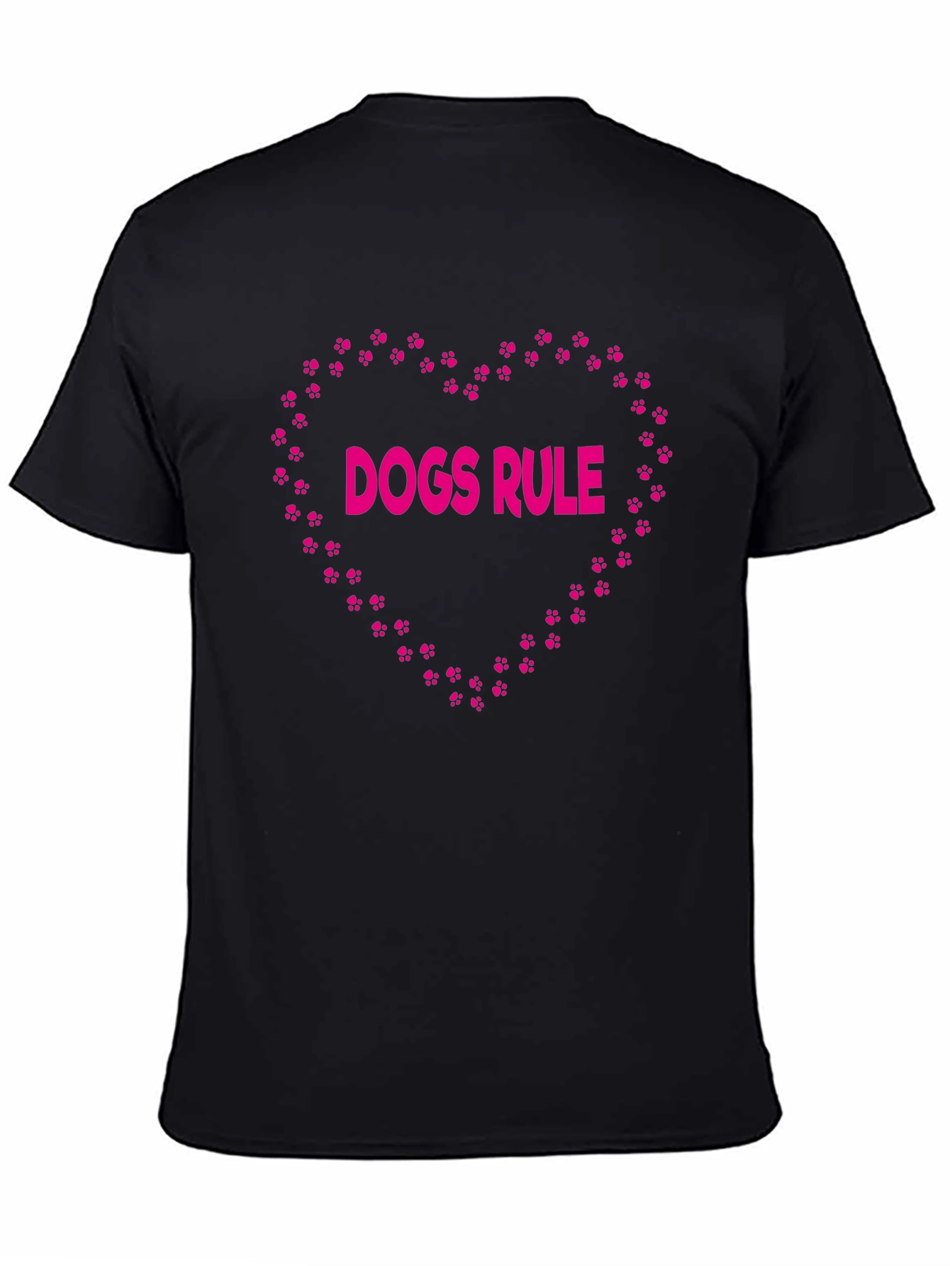 Dogs Rule Heart Graphic Black T-Shirt