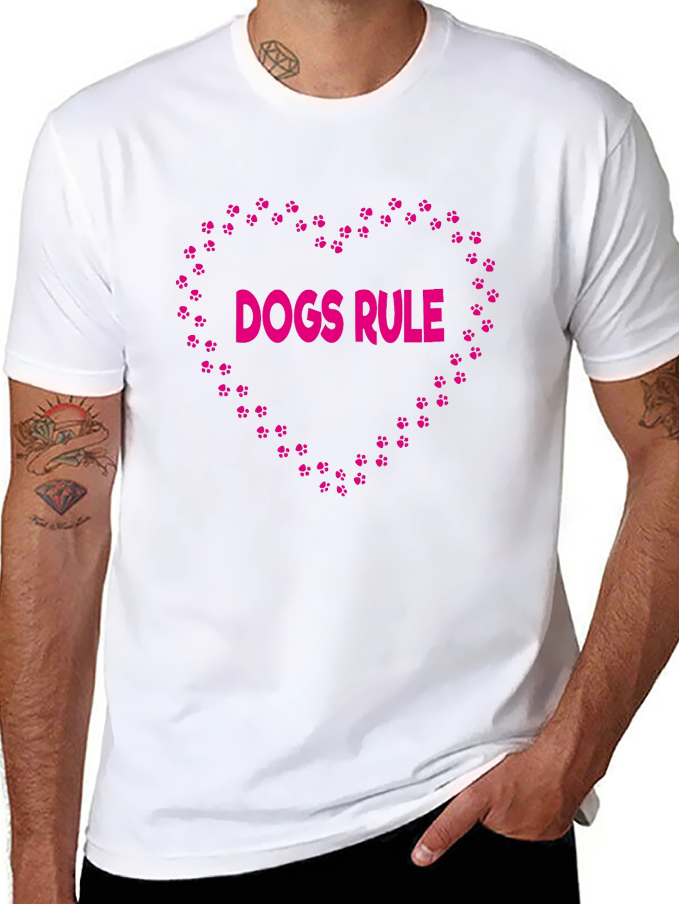 Dogs Rule Heart Graphic Black T-Shirt