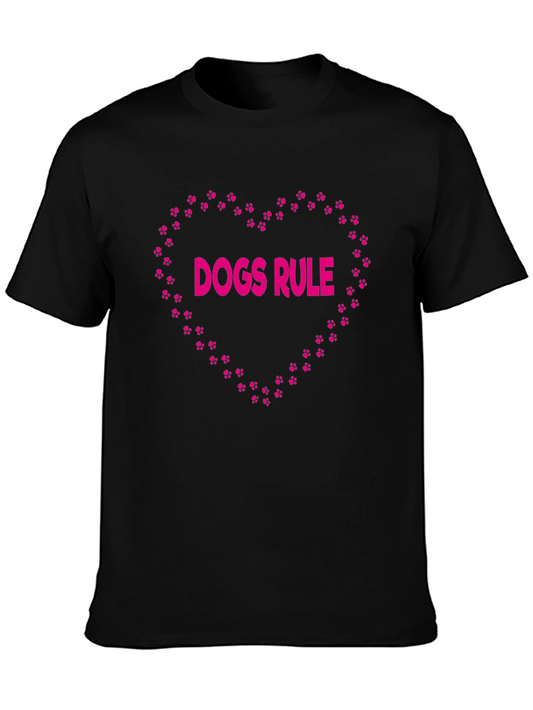 Dogs Rule Heart Graphic Black T-Shirt