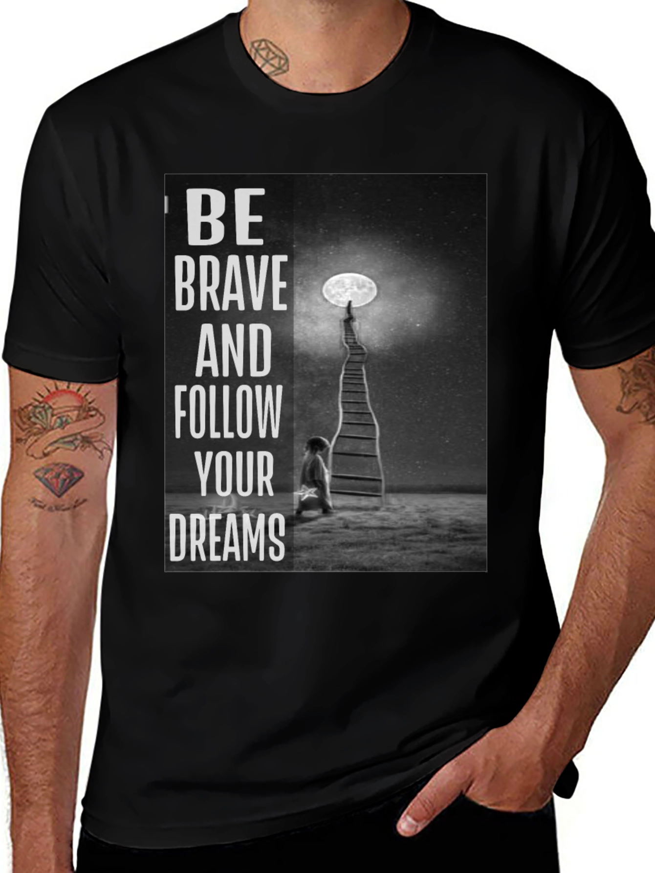 Motivational Graphic Tee - Be Brave Follow Dreams
