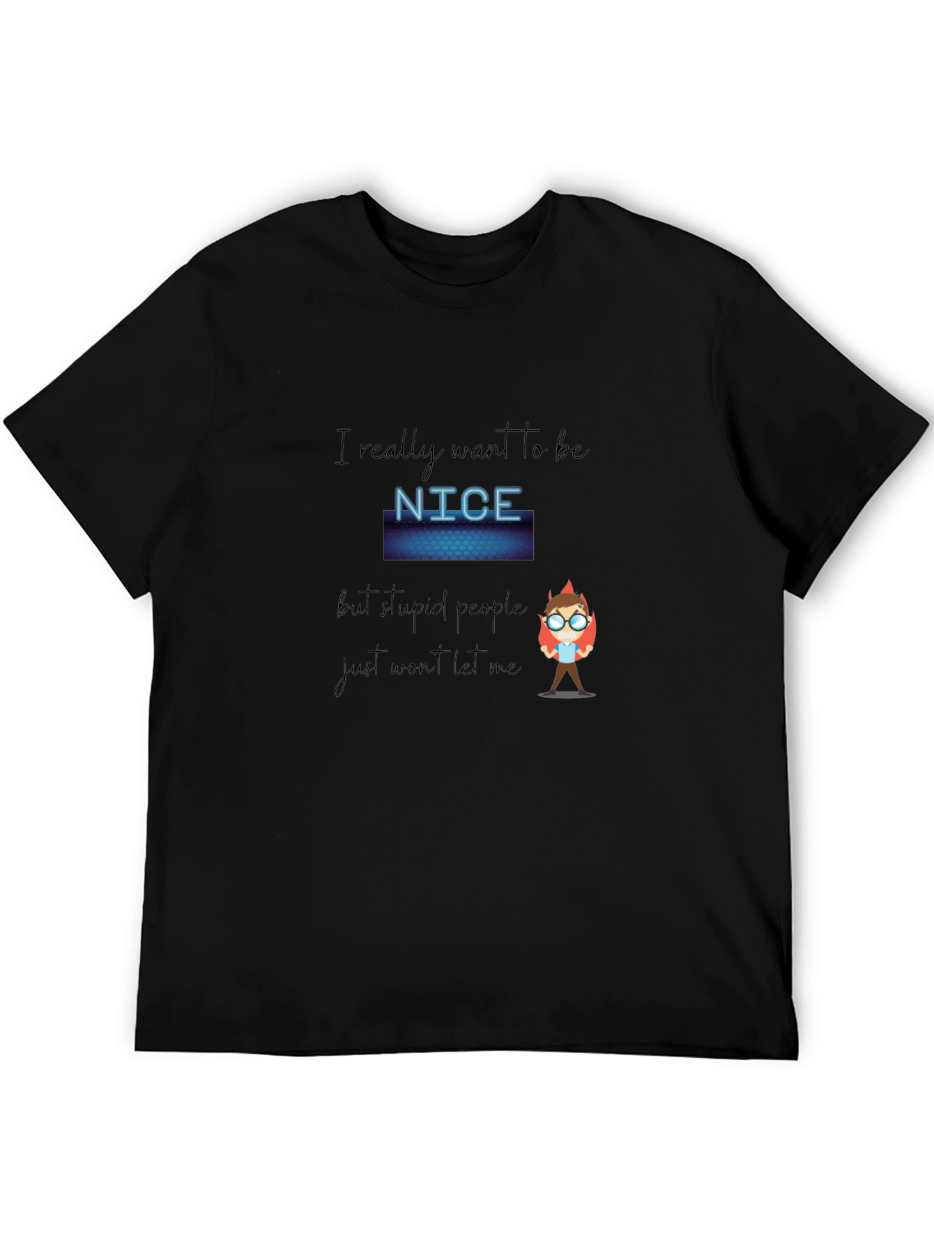 Funny Nice Graphic Print Black Tee