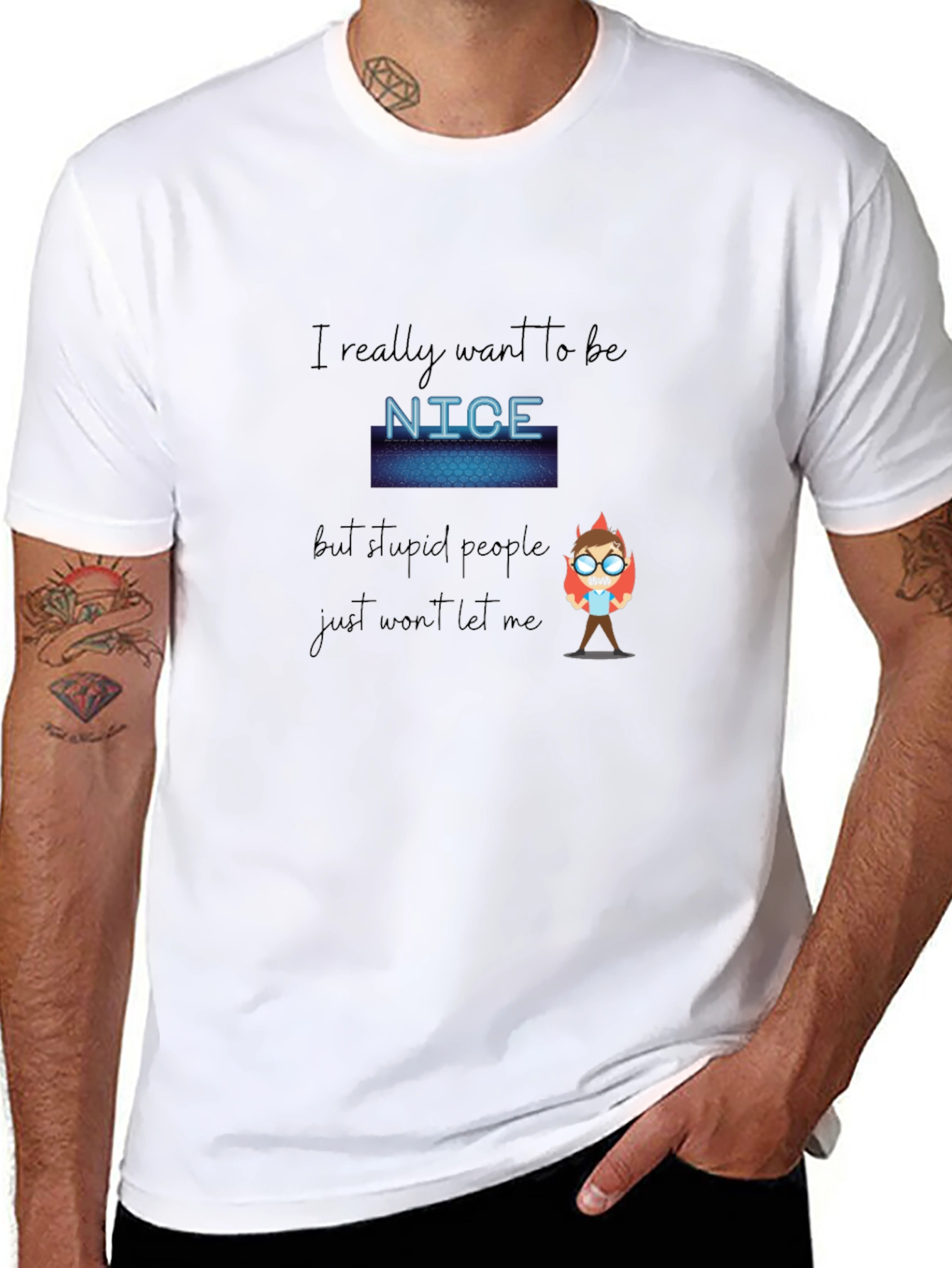 Funny Nice Graphic Print Black Tee