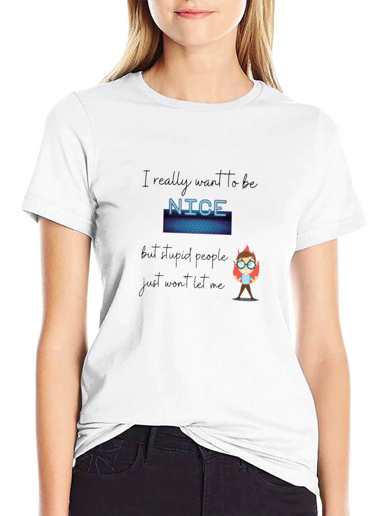 Funny Nice Graphic Print Black Tee