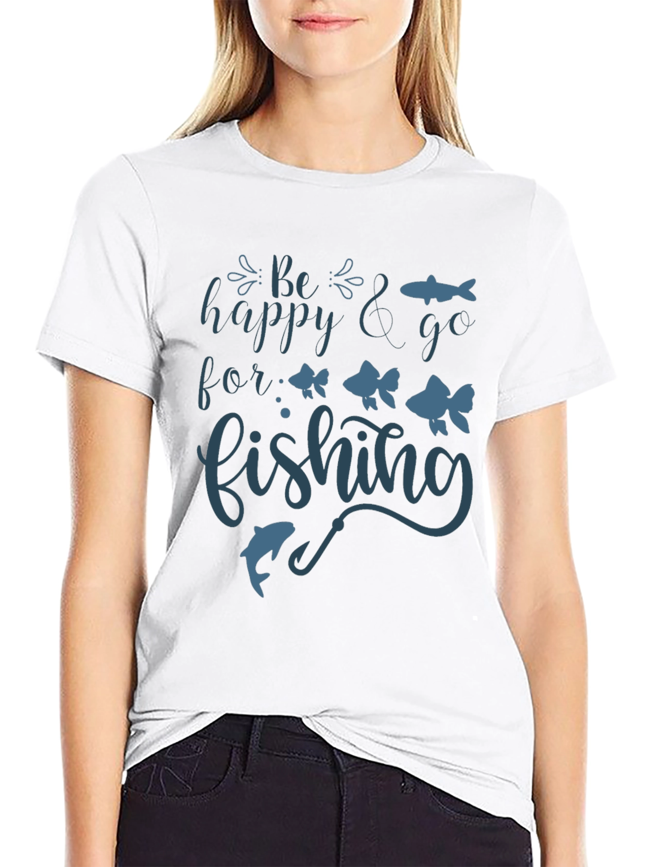 Be Happy Go Fishing Graphic Tee