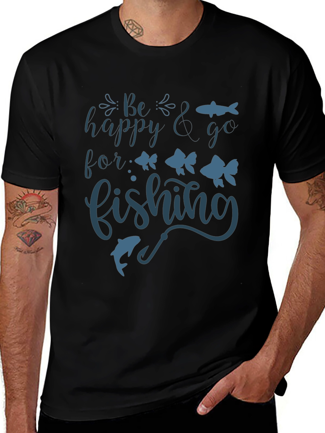 Be Happy Go Fishing Graphic Tee
