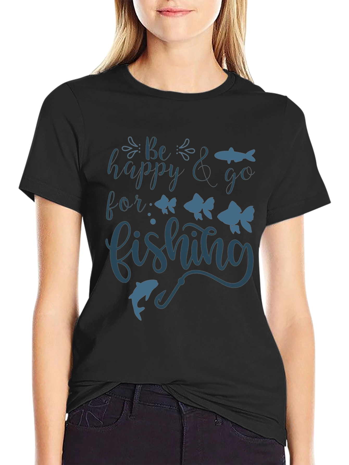 Be Happy Go Fishing Graphic Tee